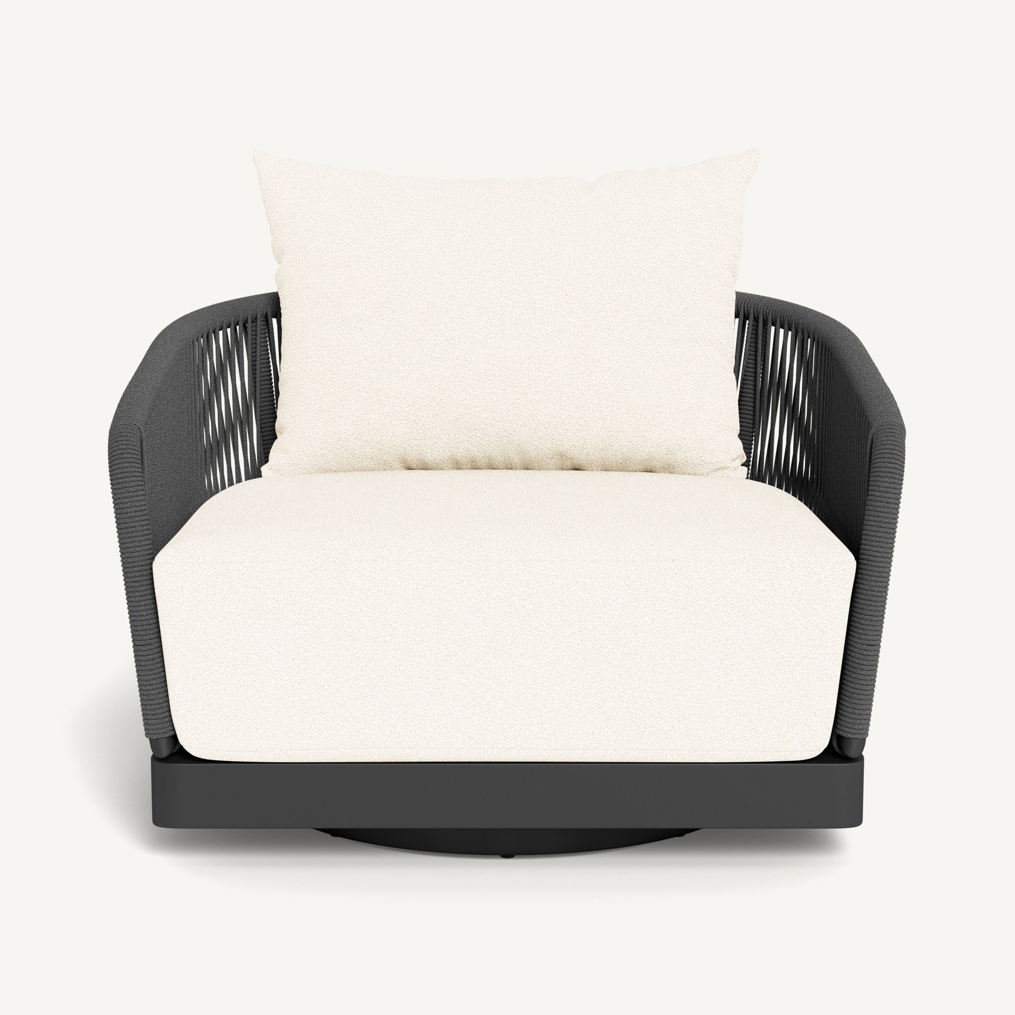 Harbour Hamilton Swivel Lounge Chair - Aluminum Asteroid / Riviera Ivory / Rope Dark Gray