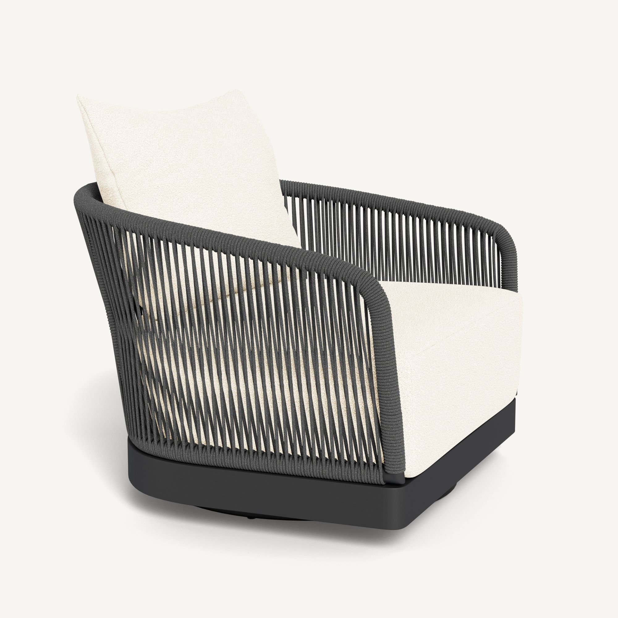 Harbour Hamilton Swivel Lounge Chair - Aluminum Asteroid / Riviera Ivory / Rope Dark Gray