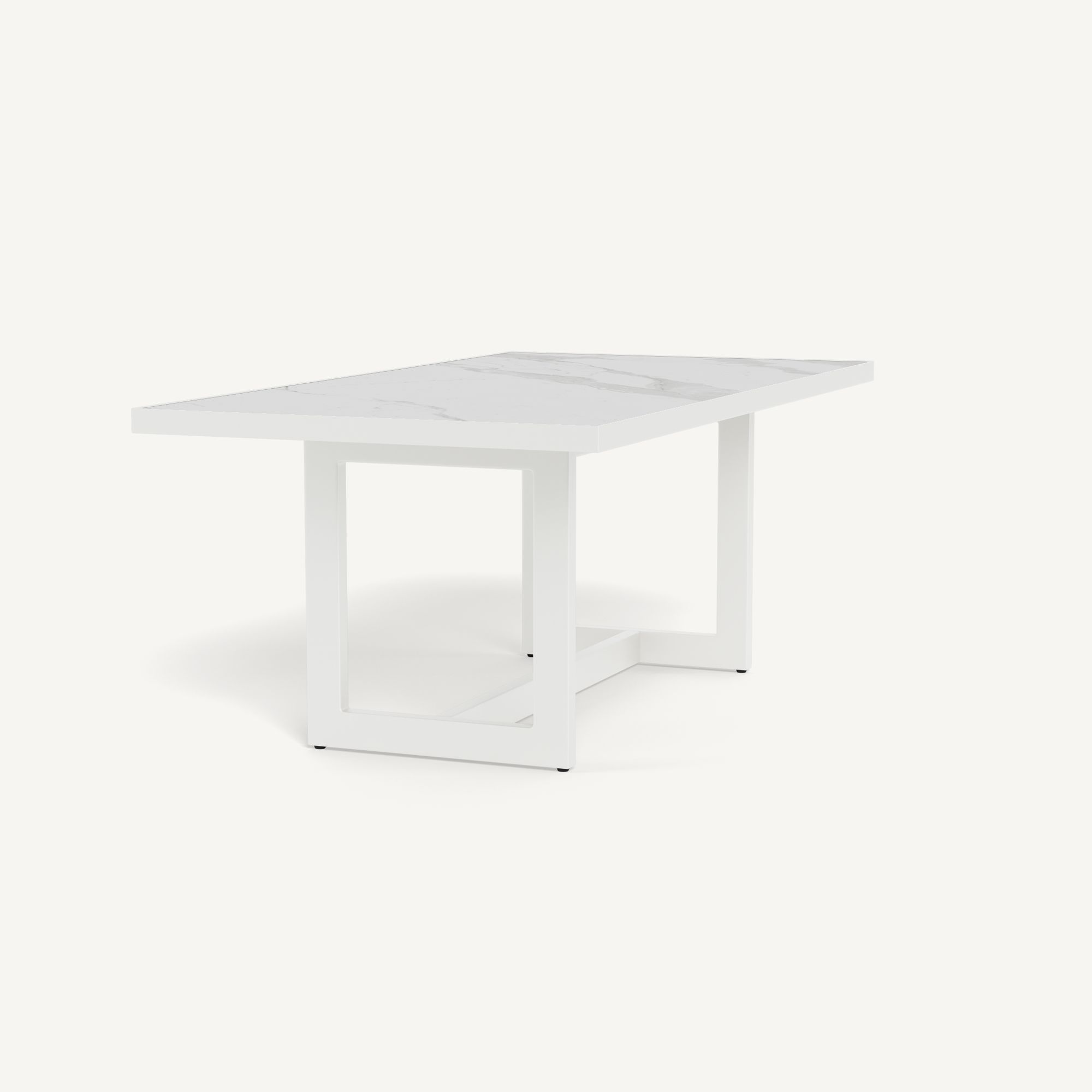 Harbour Hampton Dining Table 75" - Aluminum White, Laminam Bianco