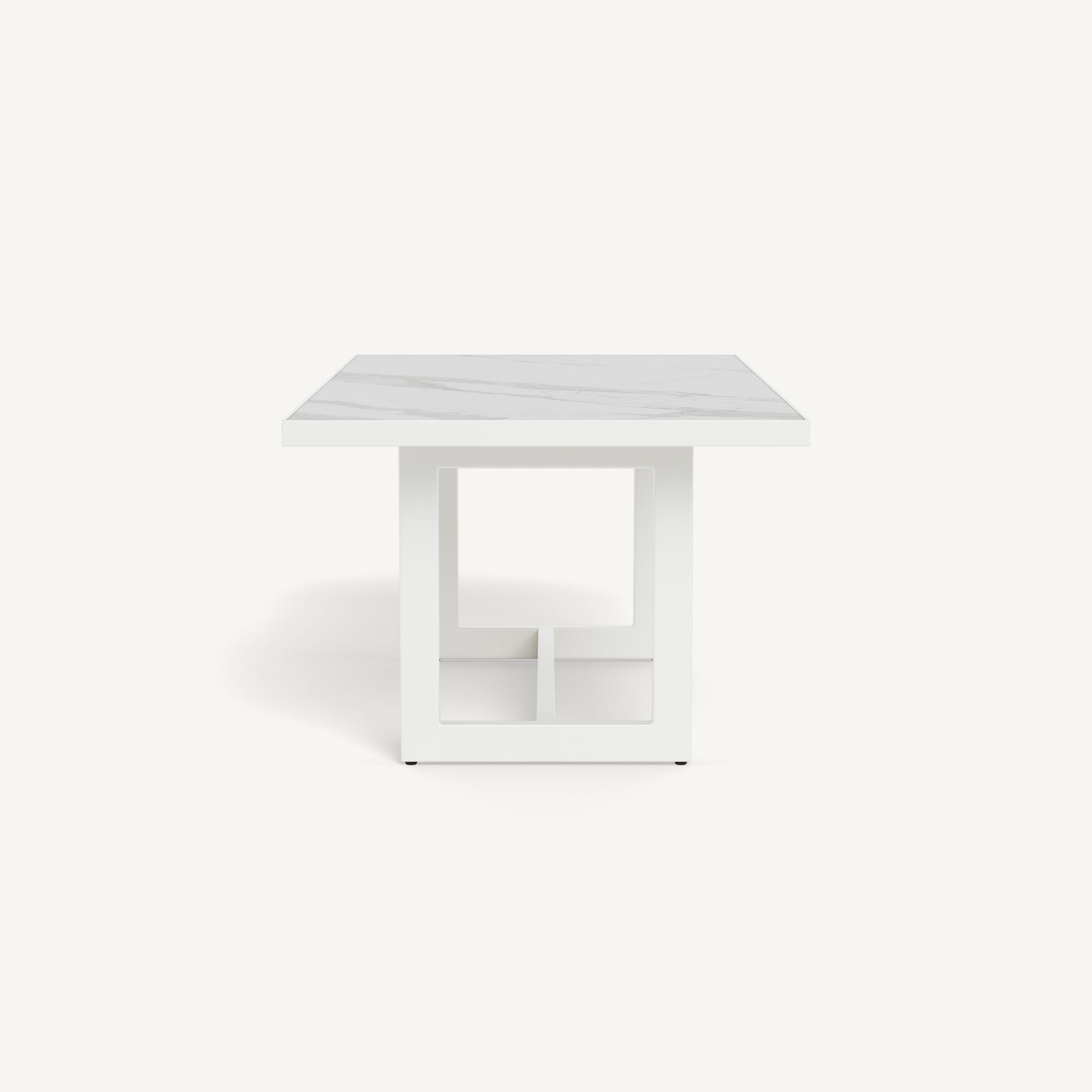 Harbour Hampton Dining Table 75" - Aluminum White / Laminam Bianco