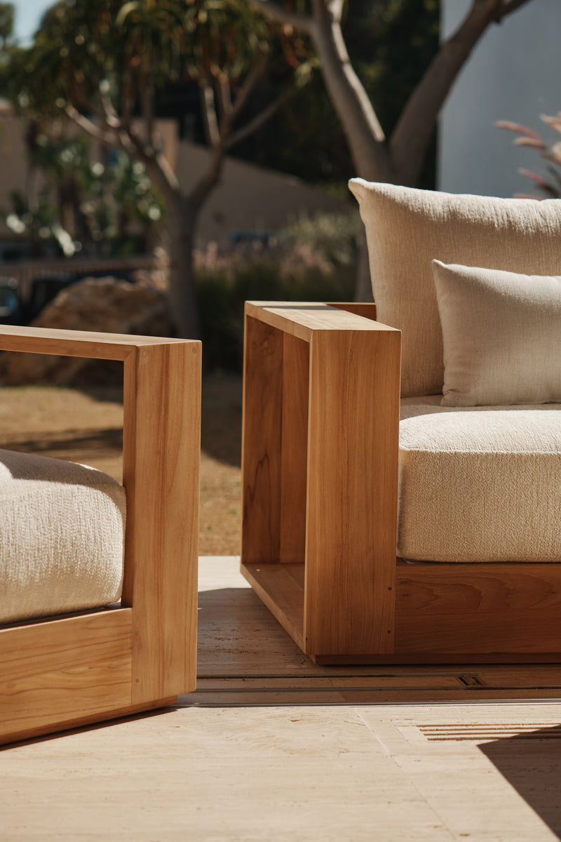 Harbour Hayman Teak Armless Dining Chair in Teak Natural / Batyline White
