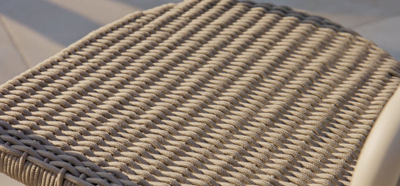 Harbour Leo Stacking Dining Chair - Aluminum Bone / Rope Shell
