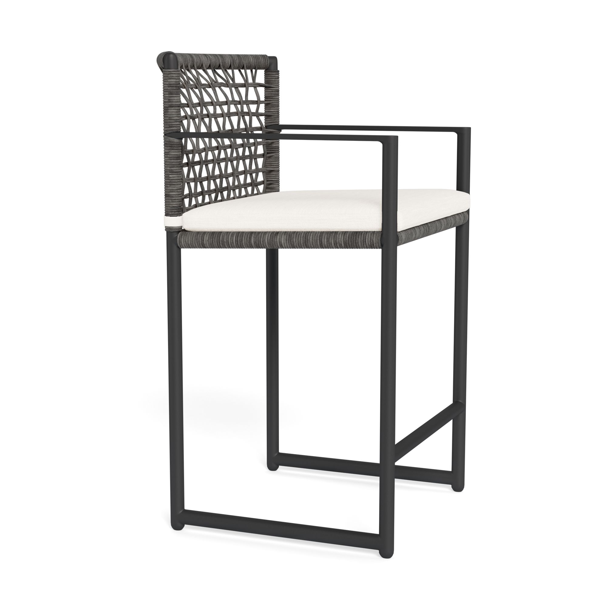 Harbour Loop Counter Stool - Aluminum Asteroid / Panama Blanco / Wicker Gray