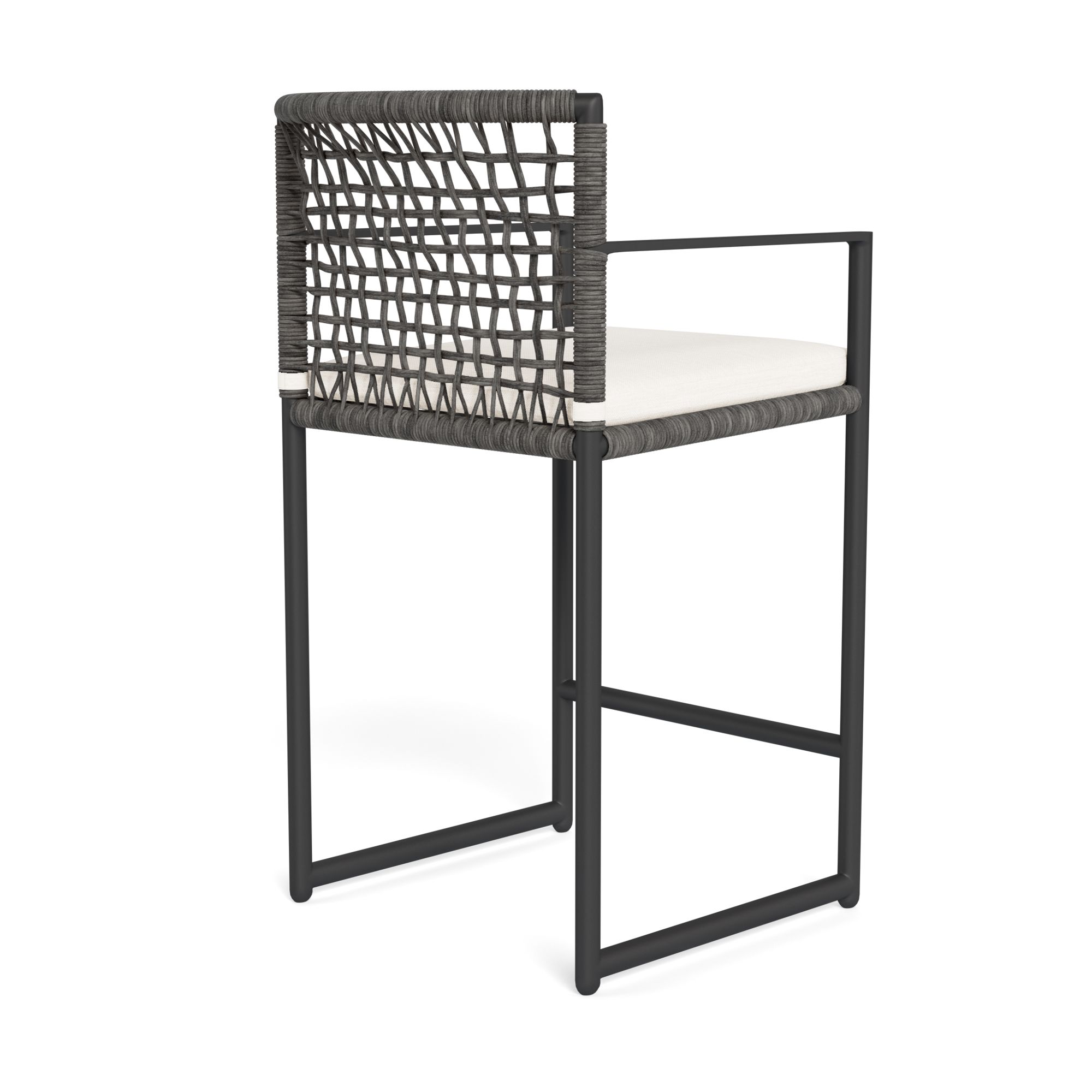 Harbour Loop Counter Stool - Aluminum Asteroid / Panama Blanco / Wicker Gray