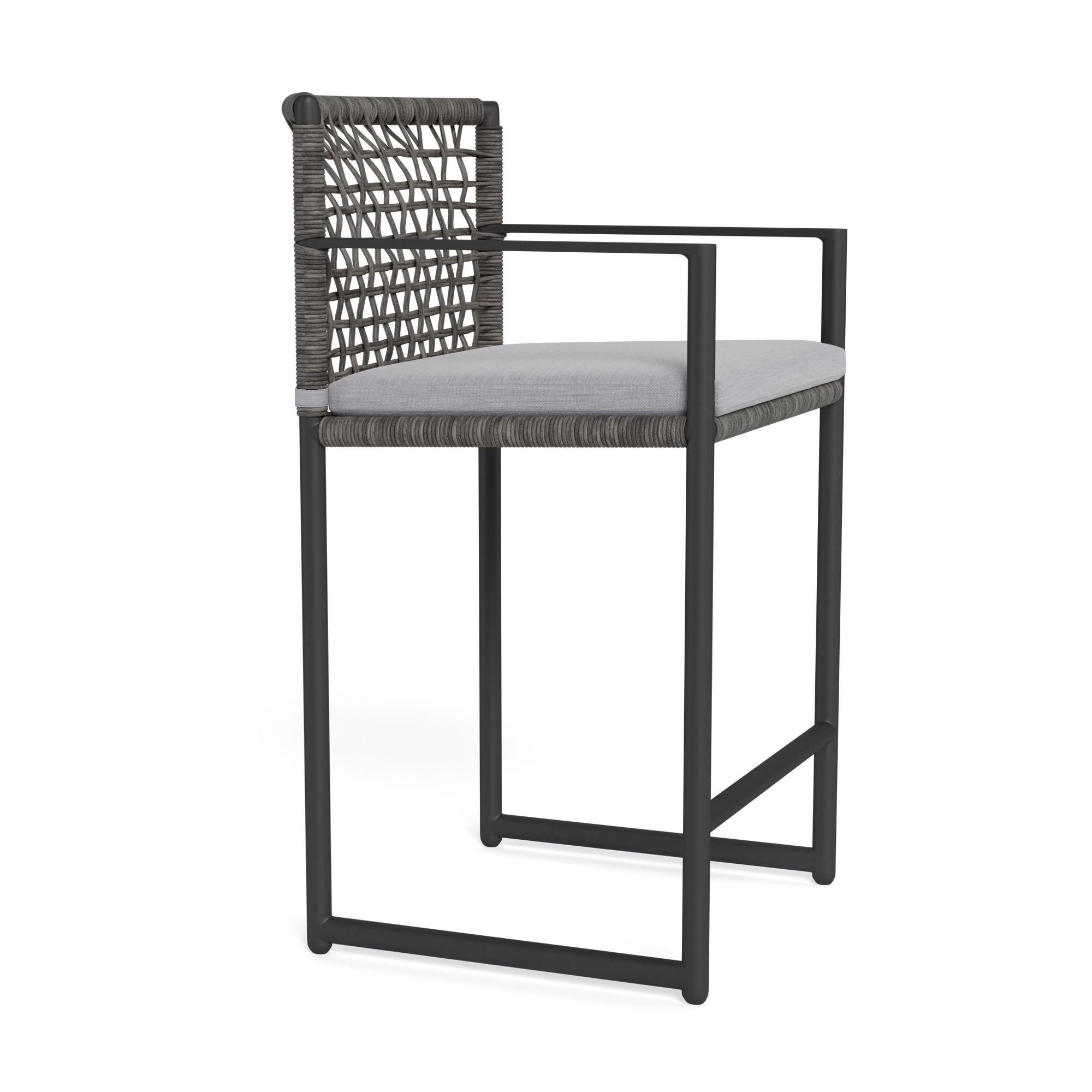 Harbour Loop Counter Stool - Aluminum Asteroid / Panama Cloud / Wicker Gray