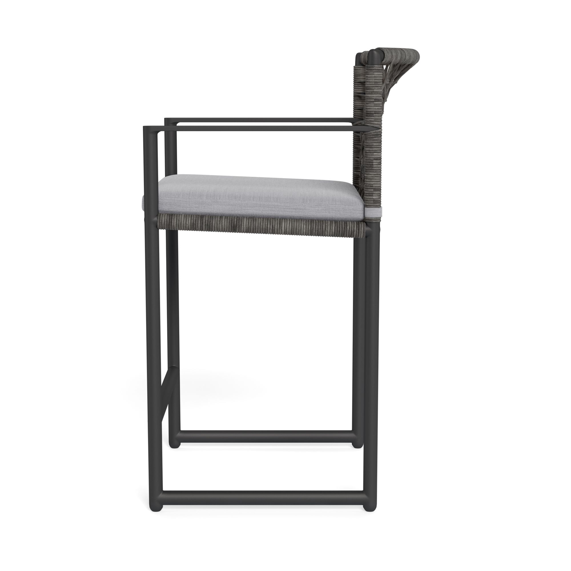 Harbour Loop Counter Stool - Aluminum Asteroid / Panama Cloud / Wicker Gray