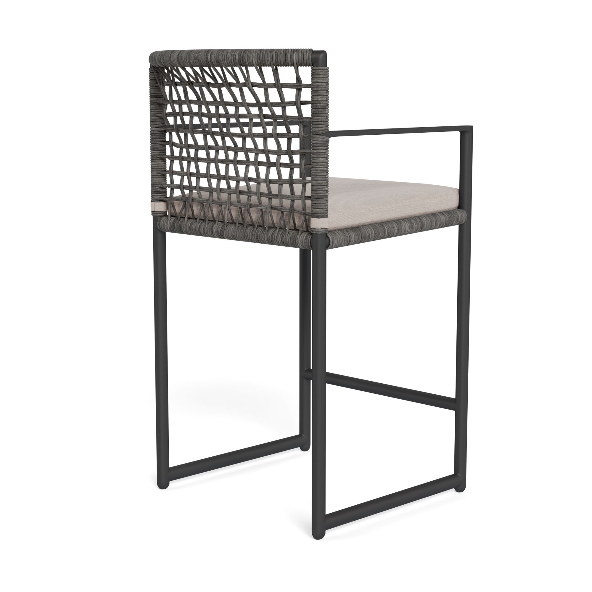 Harbour Loop Counter Stool - Aluminum Asteroid / Panama Marble / Wicker Gray