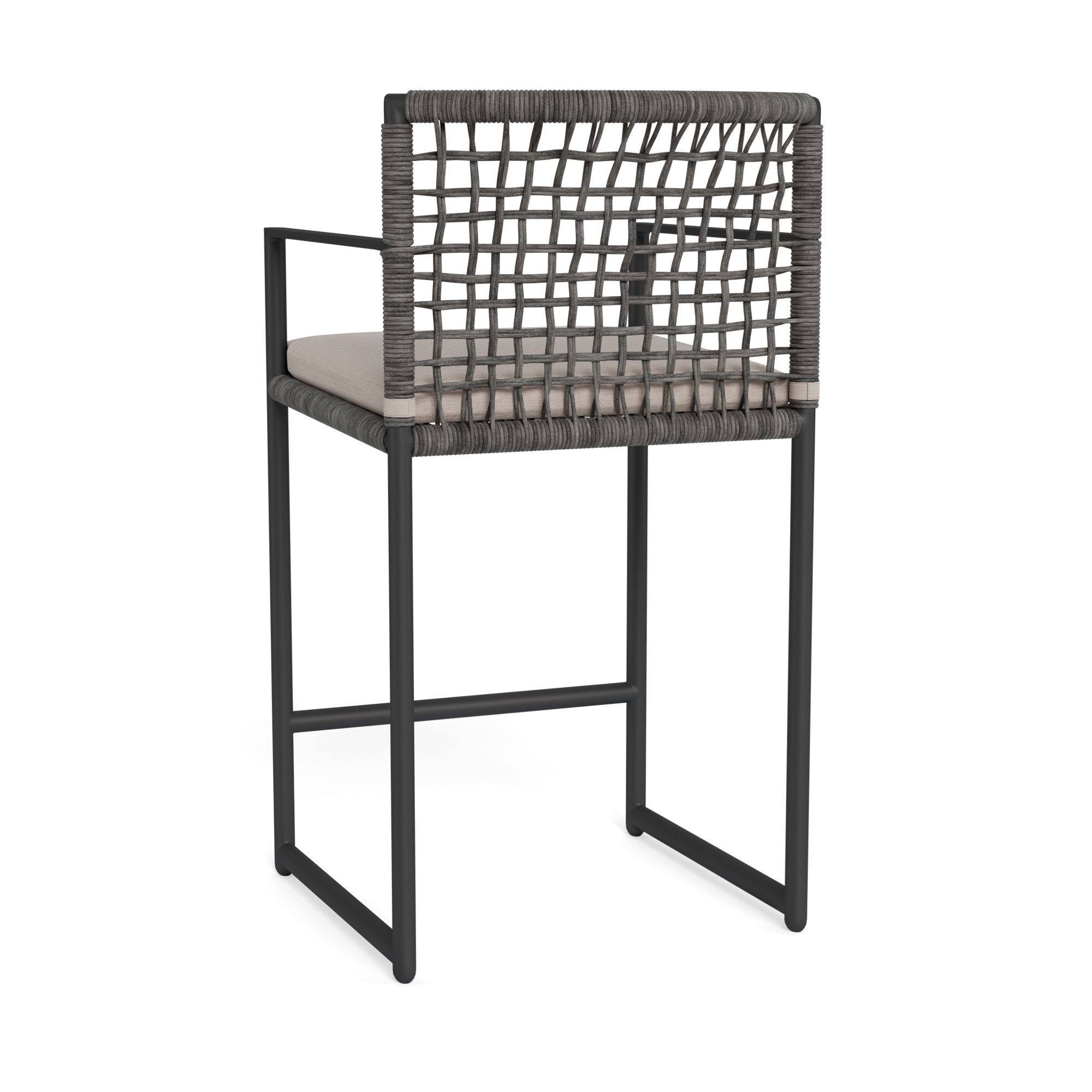 Harbour Loop Counter Stool - Aluminum Asteroid / Panama Marble / Wicker Gray