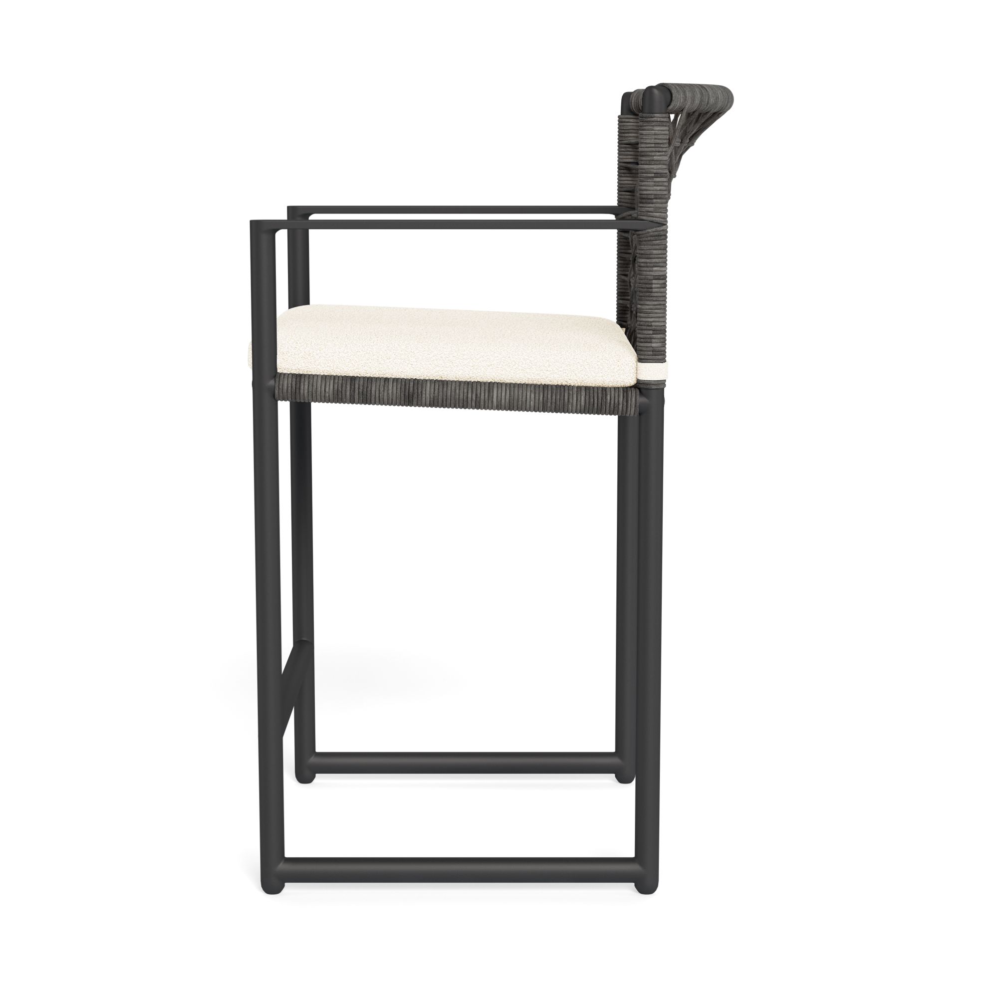 Harbour Loop Counter Stool - Aluminum Asteroid / Riviera Ivory / Wicker Gray
