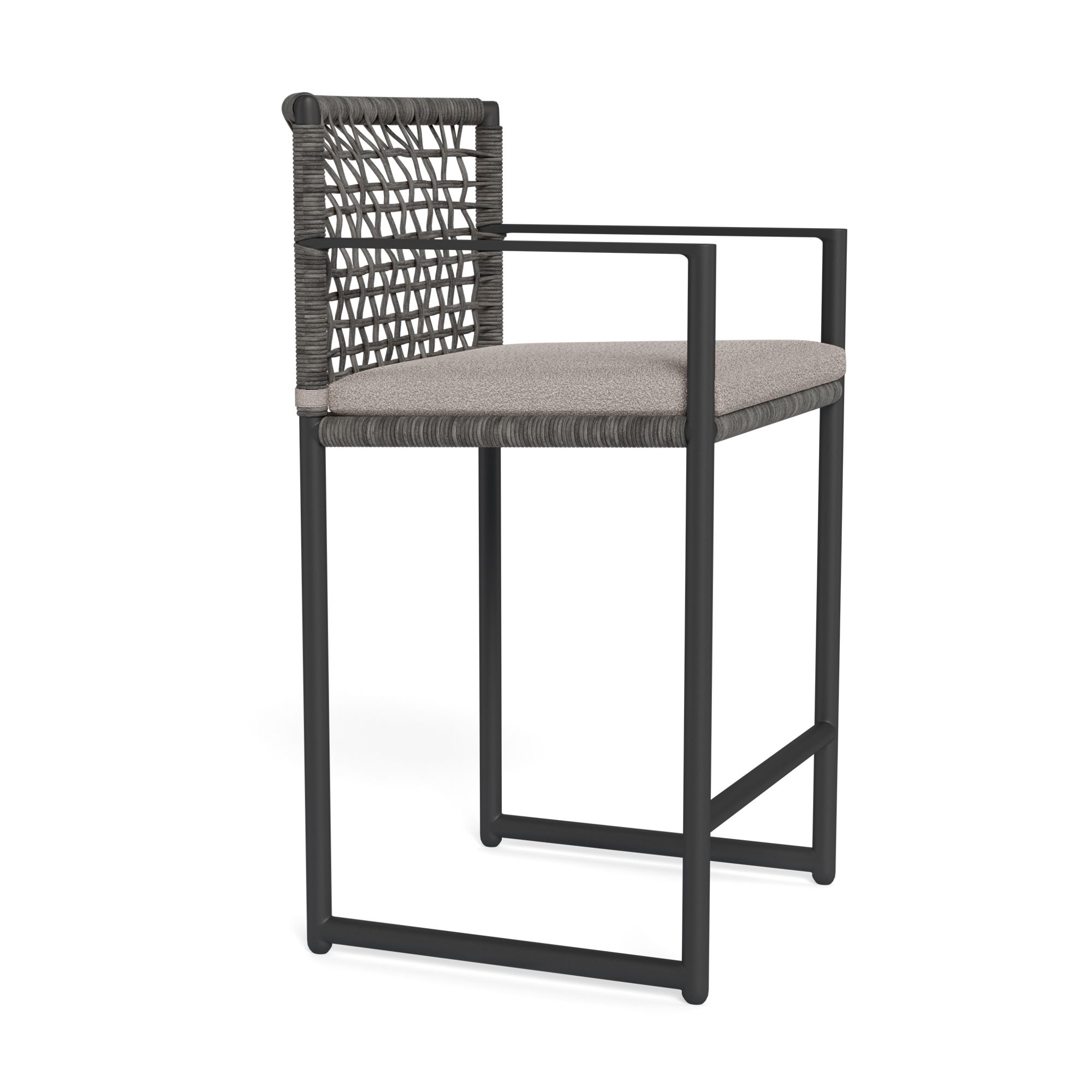 Harbour Loop Counter Stool - Aluminum Asteroid / Riviera Stone / Wicker Gray