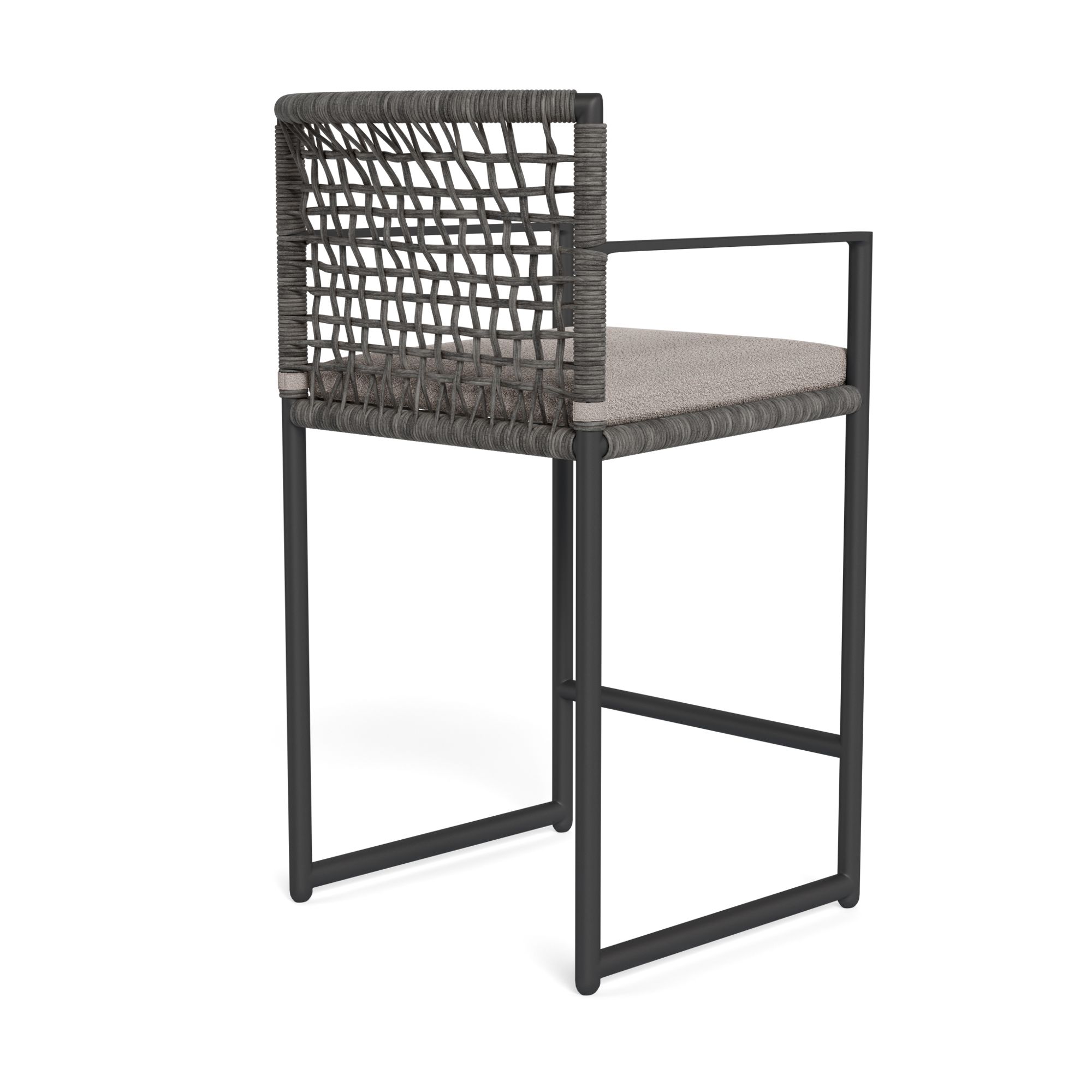 Harbour Loop Counter Stool - Aluminum Asteroid / Riviera Stone / Wicker Gray