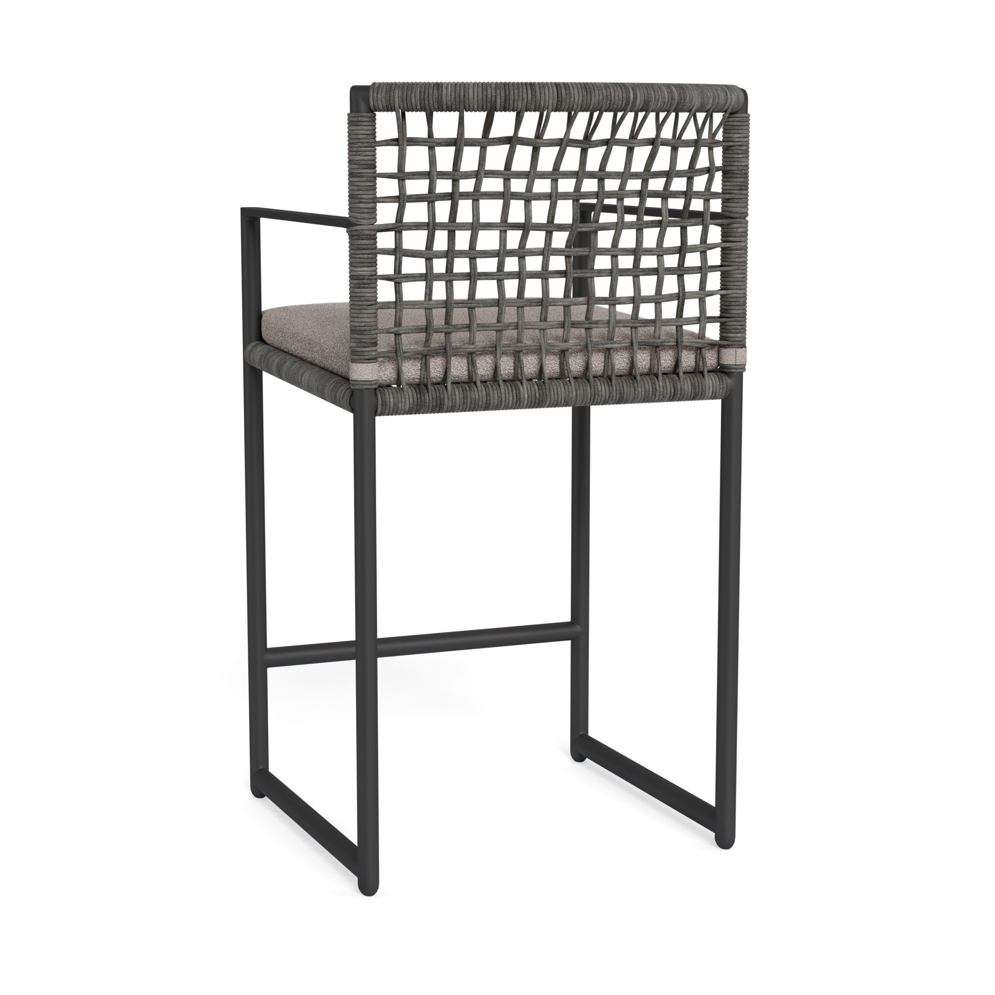 Harbour Loop Counter Stool - Aluminum Asteroid / Riviera Stone / Wicker Gray