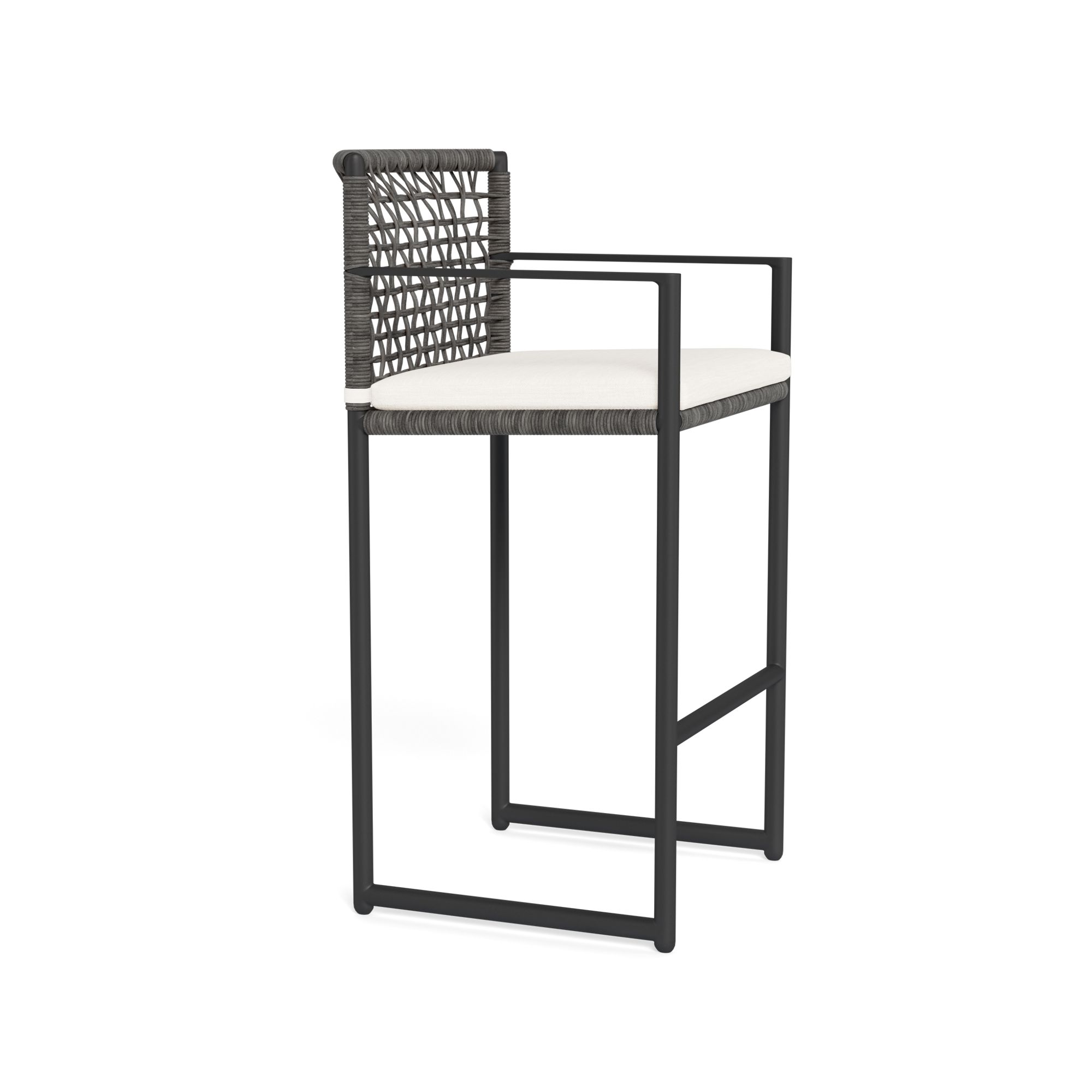 Harbour Loop Bar Stool - Aluminum Asteroid / Panama Blanco / Wicker Gray