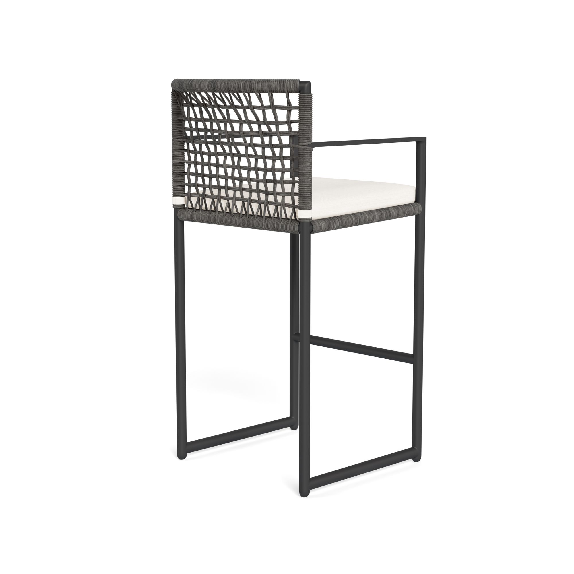 Harbour Loop Bar Stool - Aluminum Asteroid / Panama Blanco / Wicker Gray
