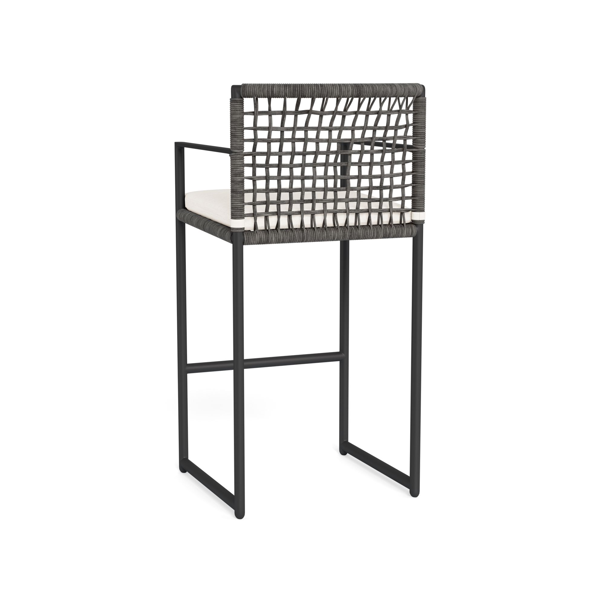 Harbour Loop Bar Stool - Aluminum Asteroid / Panama Blanco / Wicker Gray