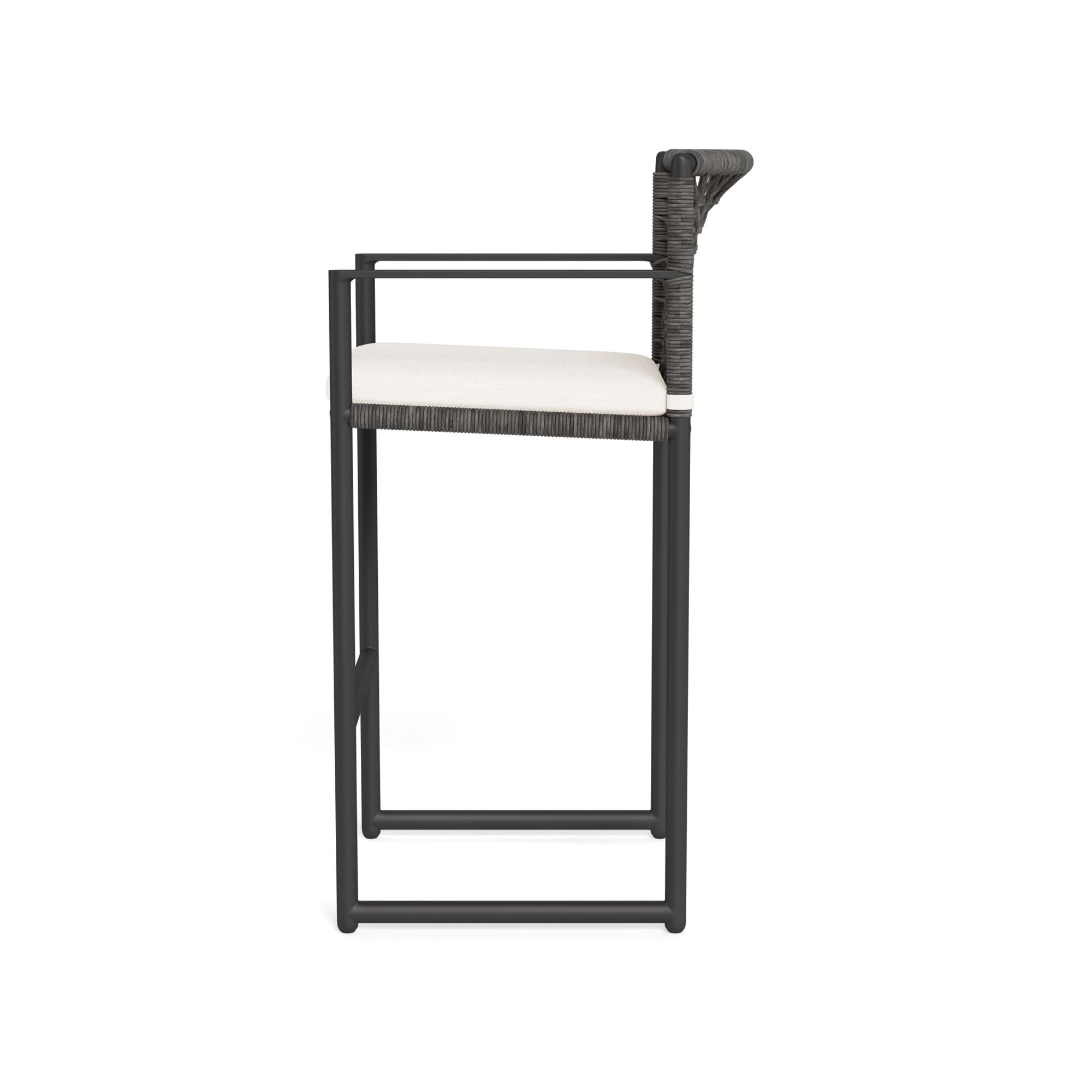 Harbour Loop Bar Stool - Aluminum Asteroid / Panama Blanco / Wicker Gray