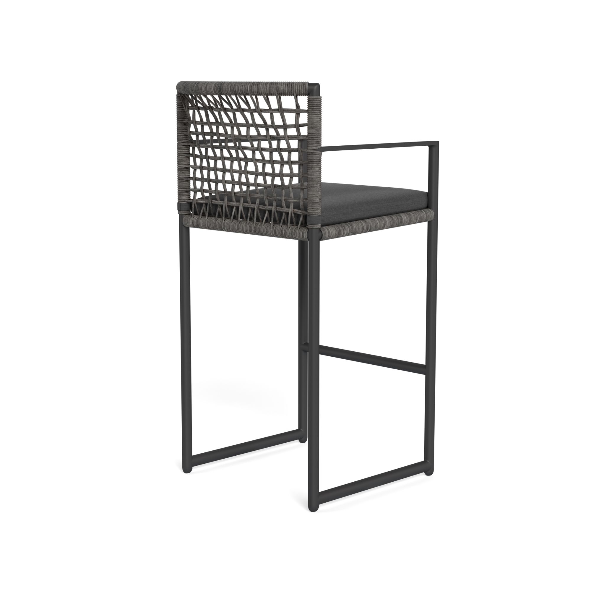 Harbour Loop Bar Stool - Aluminum Asteroid / Panama Grafito / Wicker Gray