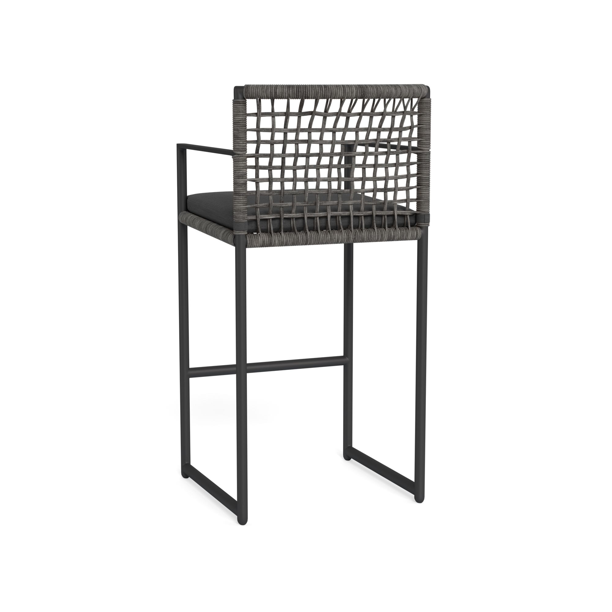 Harbour Loop Bar Stool - Aluminum Asteroid / Panama Grafito / Wicker Gray