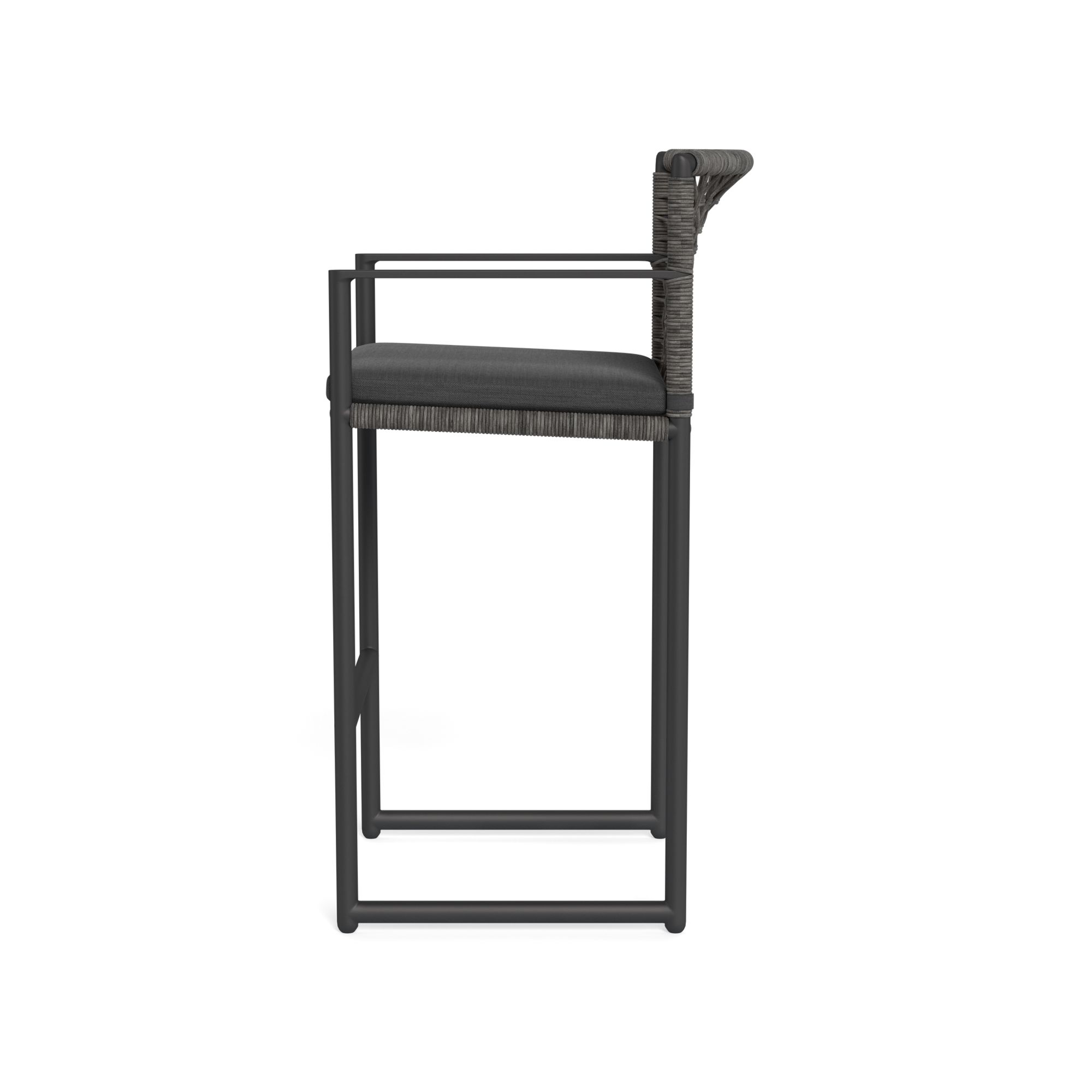 Harbour Loop Bar Stool - Aluminum Asteroid / Panama Grafito / Wicker Gray