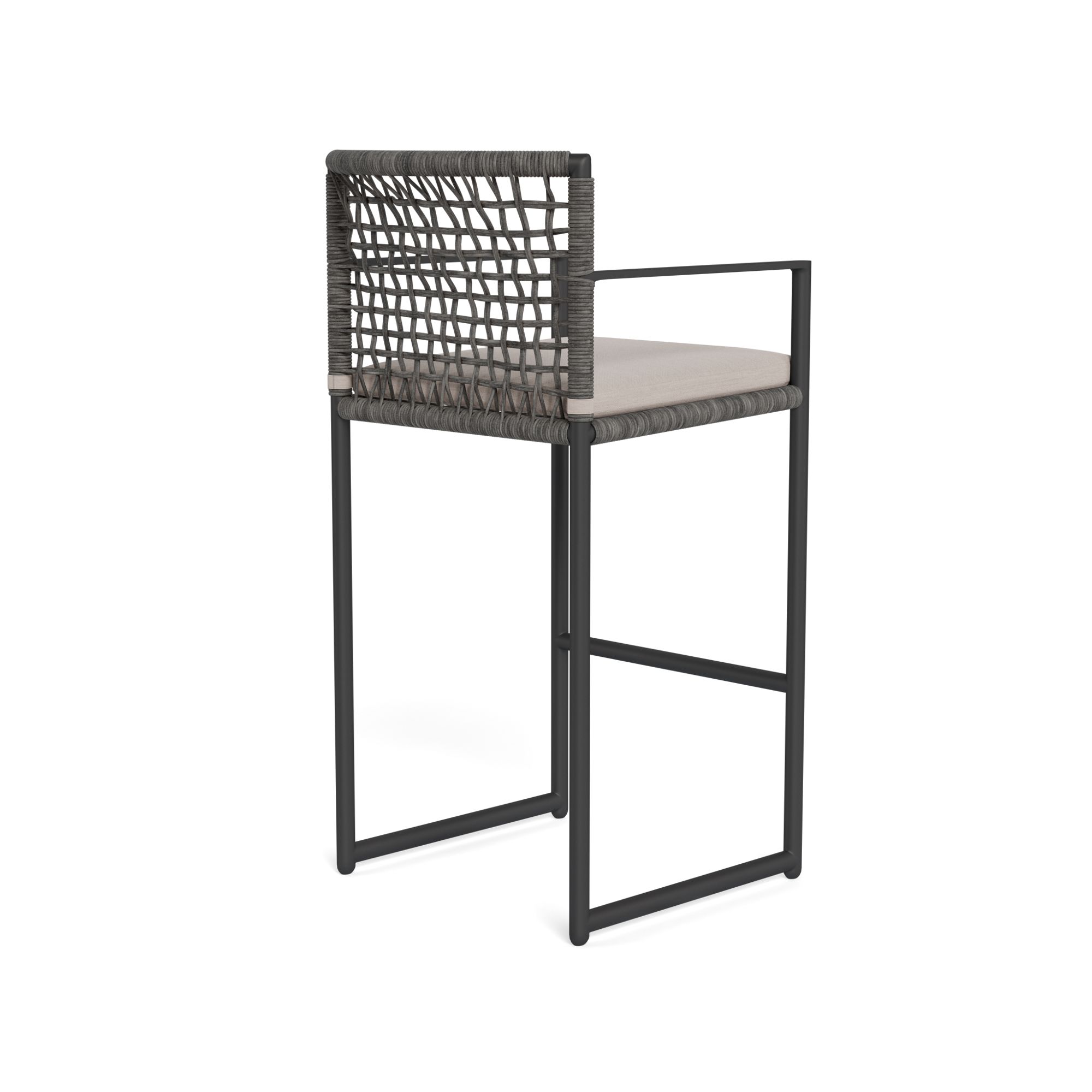 Harbour Loop Bar Stool - Aluminum Asteroid / Panama Marble / Wicker Gray