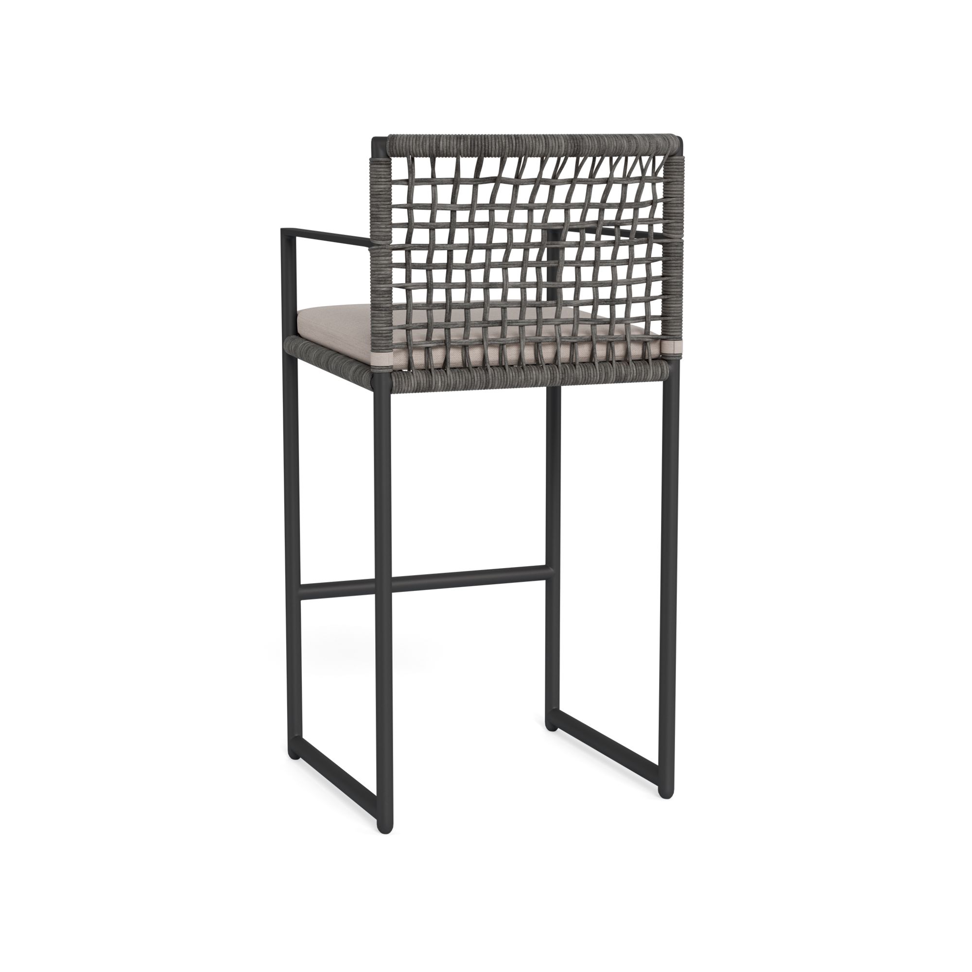 Harbour Loop Bar Stool - Aluminum Asteroid / Panama Marble / Wicker Gray