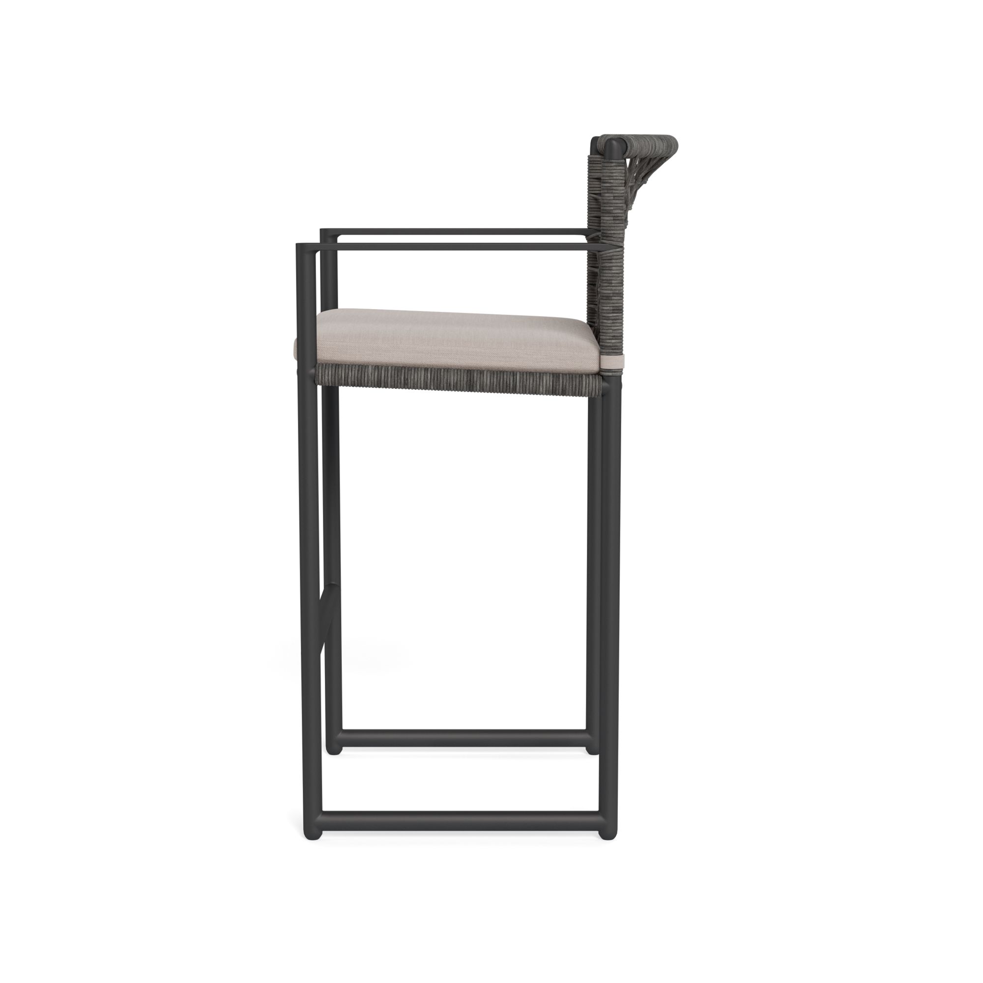 Harbour Loop Bar Stool - Aluminum Asteroid / Panama Marble / Wicker Gray