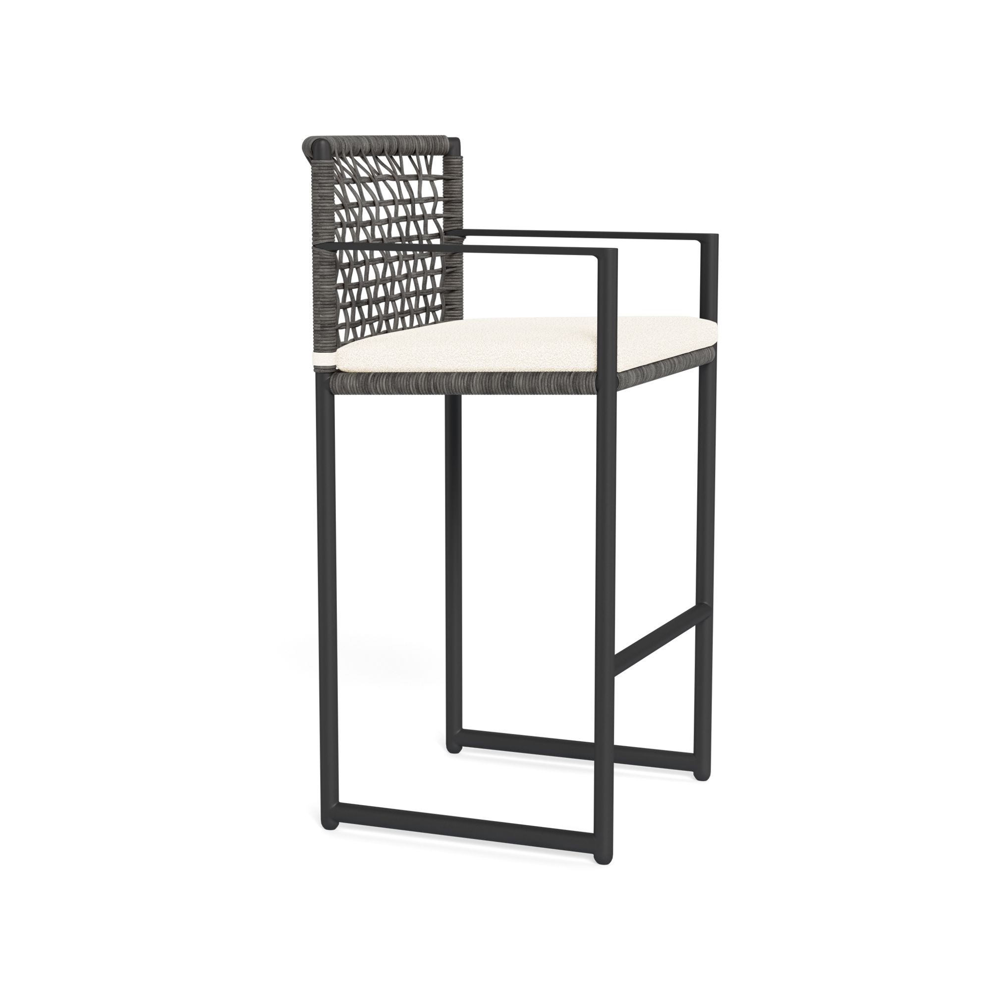 Harbour Loop Bar Stool - Aluminum Asteroid / Riviera Ivory / Wicker Gray