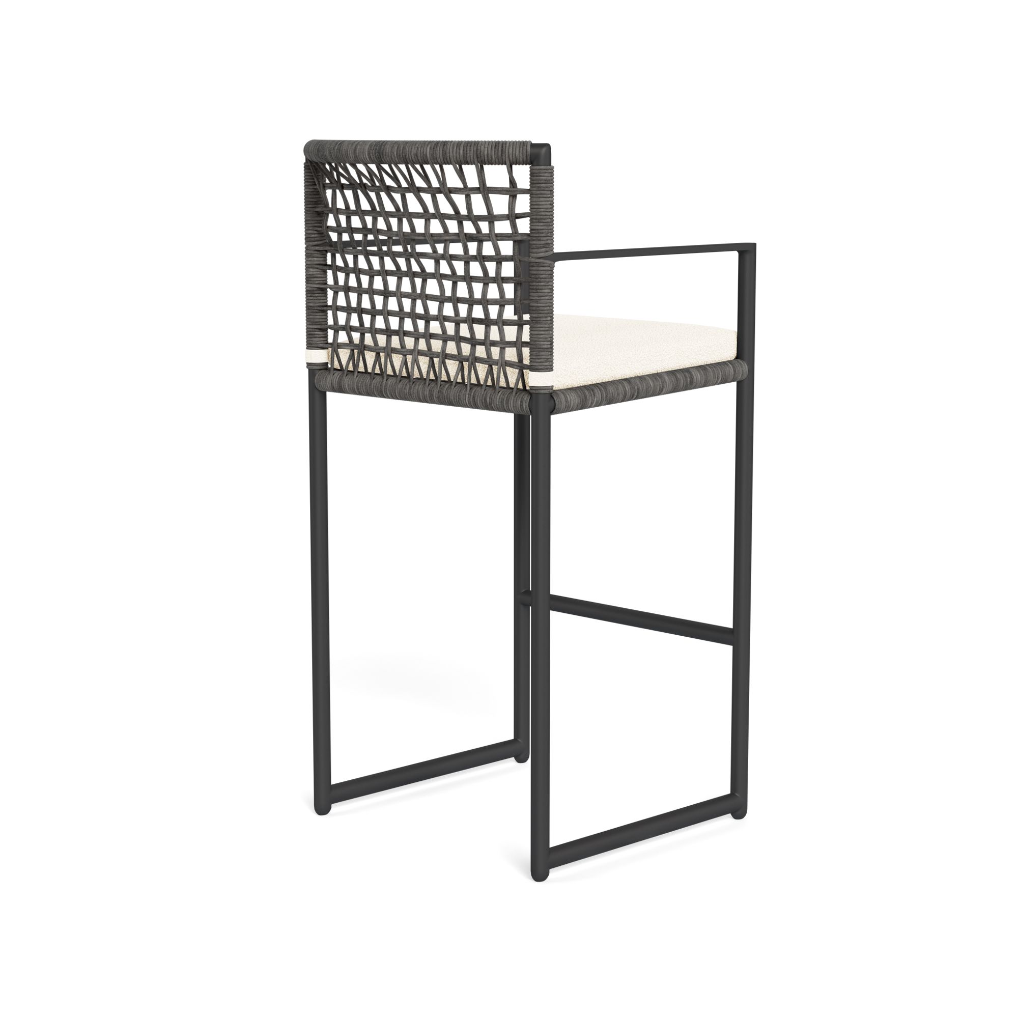 Harbour Loop Bar Stool - Aluminum Asteroid / Riviera Ivory / Wicker Gray