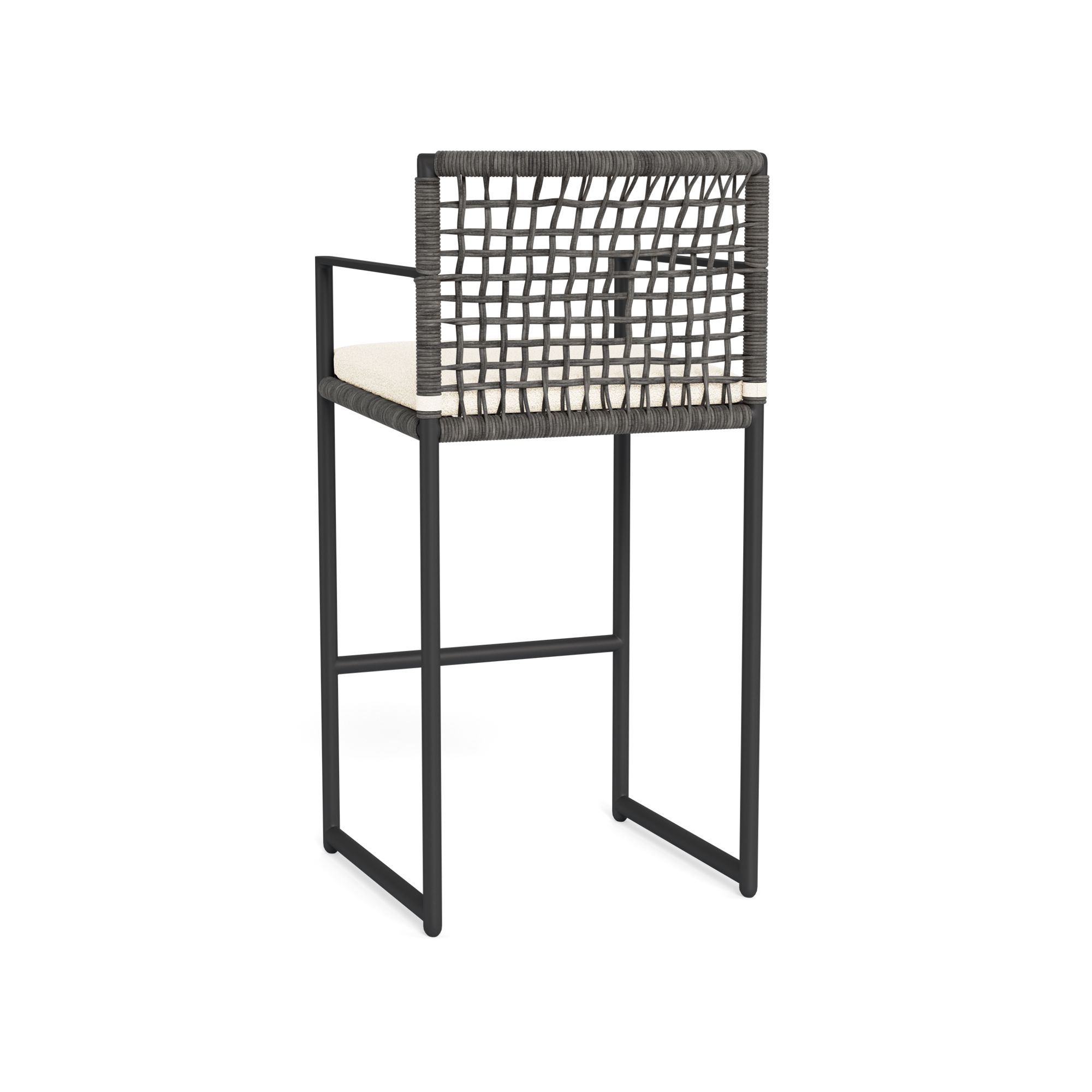 Harbour Loop Bar Stool - Aluminum Asteroid / Riviera Ivory / Wicker Gray