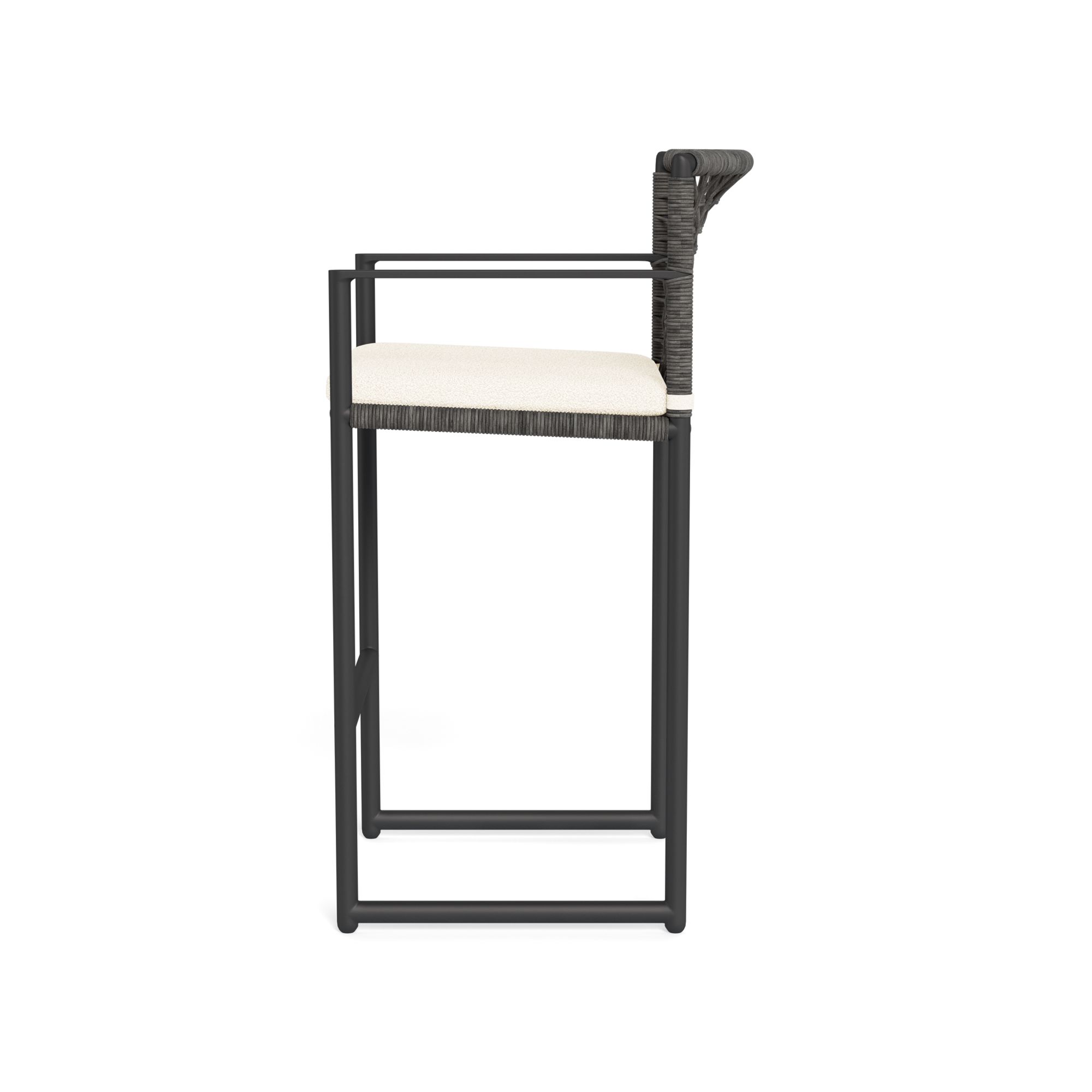 Harbour Loop Bar Stool - Aluminum Asteroid / Riviera Ivory / Wicker Gray