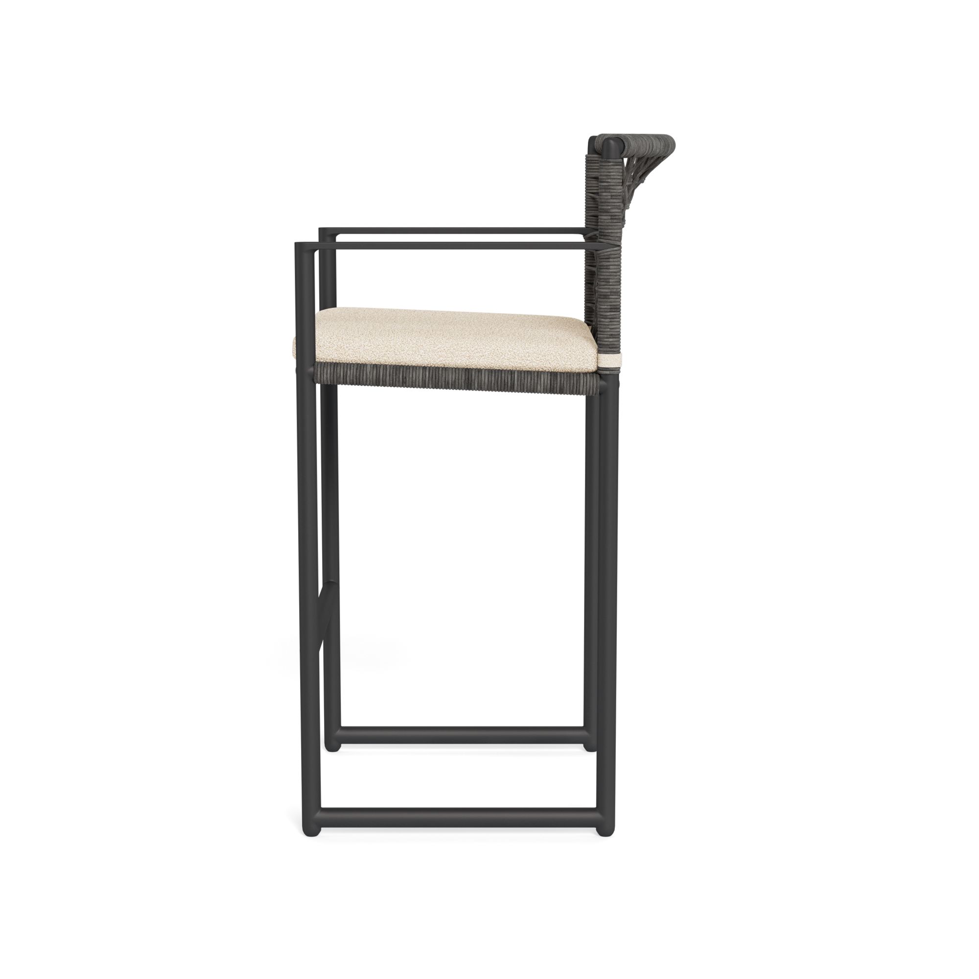 Harbour Loop Bar Stool - Aluminum Asteroid / Riviera Sand / Wicker Gray