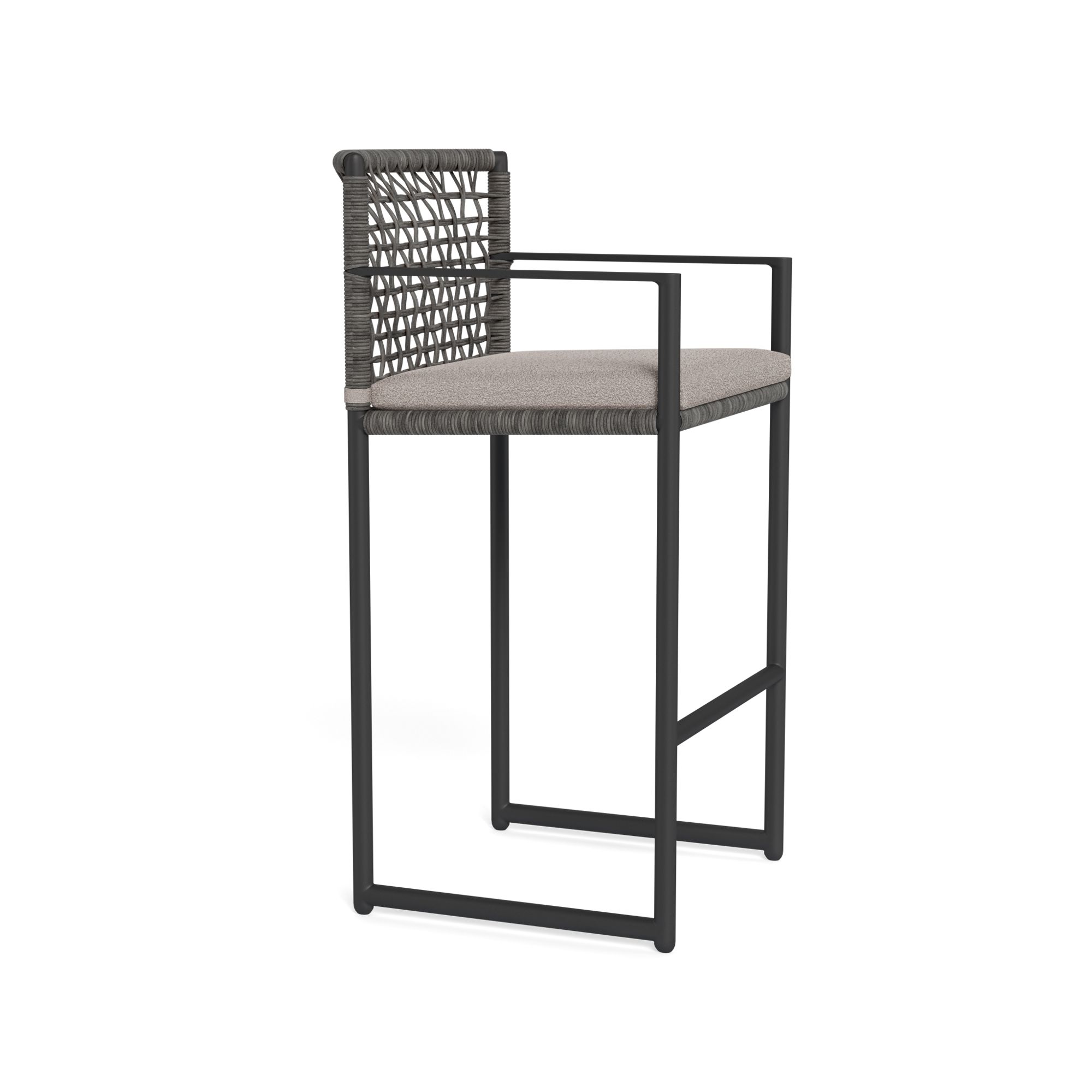 Harbour Loop Bar Stool - Aluminum Asteroid / Riviera Stone / Wicker Gray