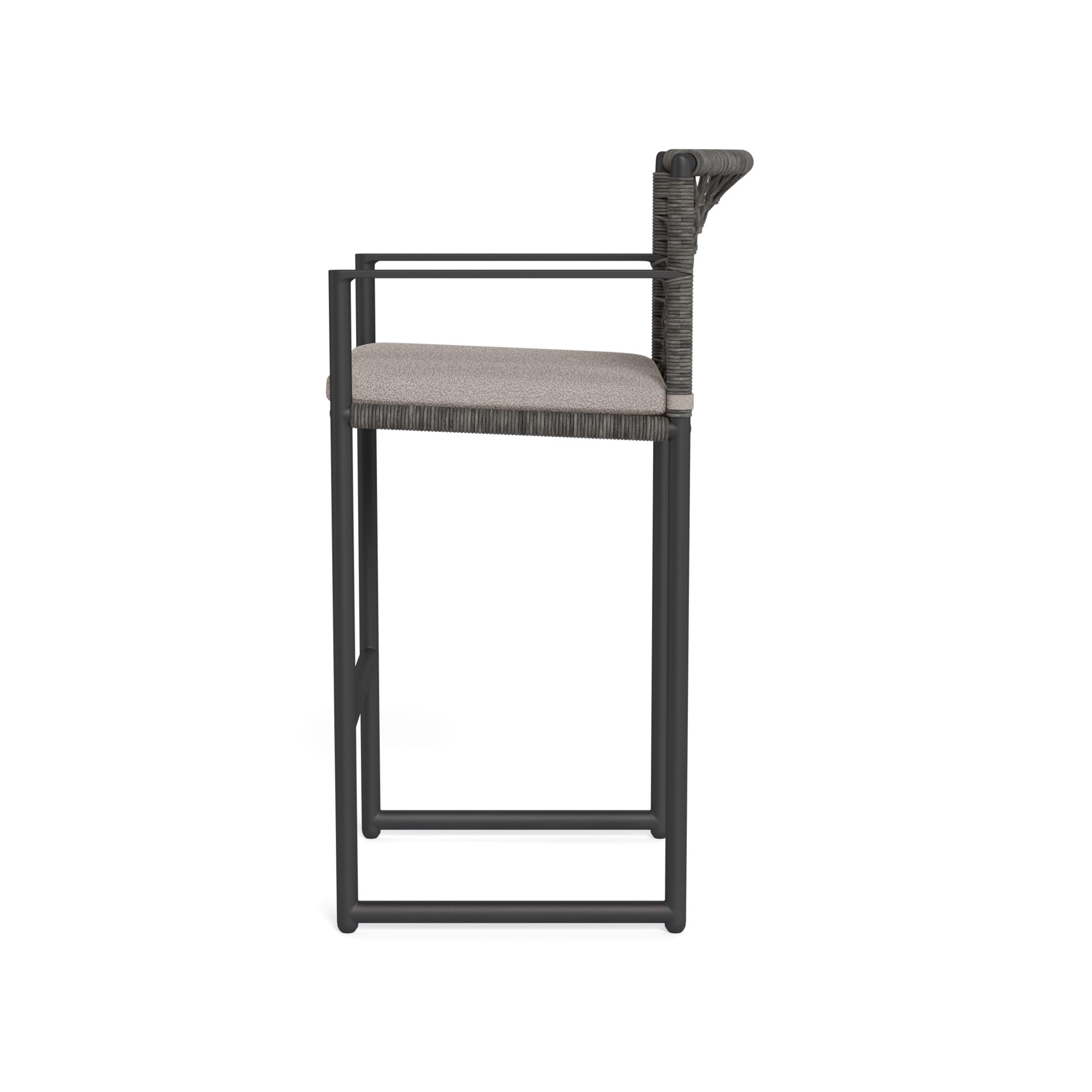 Harbour Loop Bar Stool - Aluminum Asteroid / Riviera Stone / Wicker Gray