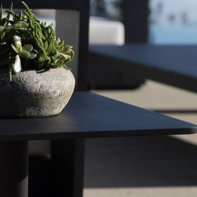 Harbour Madison Square Side Table - Aluminum White, Marble White
