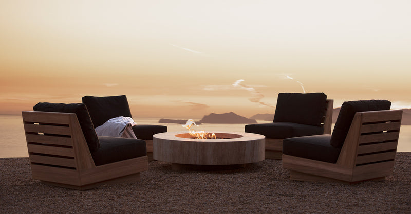 Harbour Mason Square Fire Table in Travertine Natural