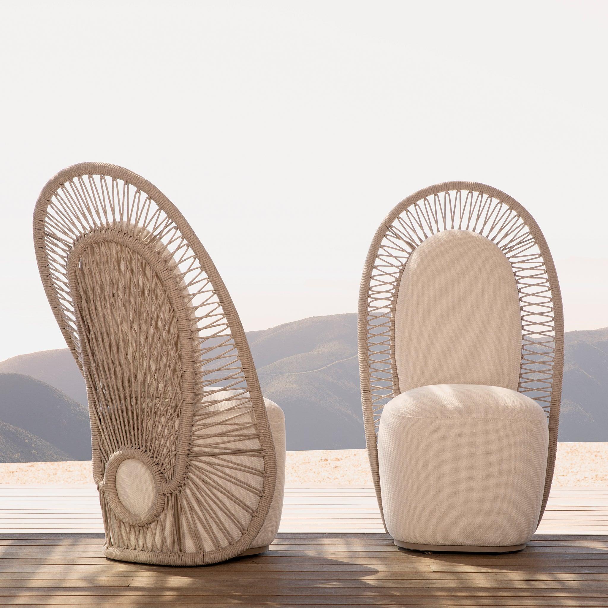 Harbour Maui High-Back Dining Chair - Rope Shell / Copacabana Sand / Aluminum Taupe