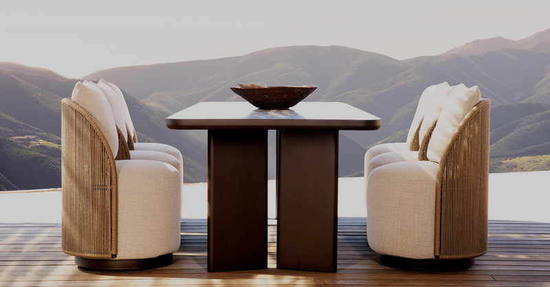Harbour Milan Swivel Lounge Chair - Aluminum Bronze / Panama Grafito / Twisted Rope Dune
