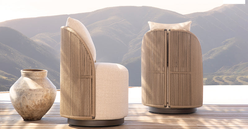 Harbour Milan Swivel Lounge Chair - Aluminum Bronze / Panama Grafito / Twisted Rope Dune