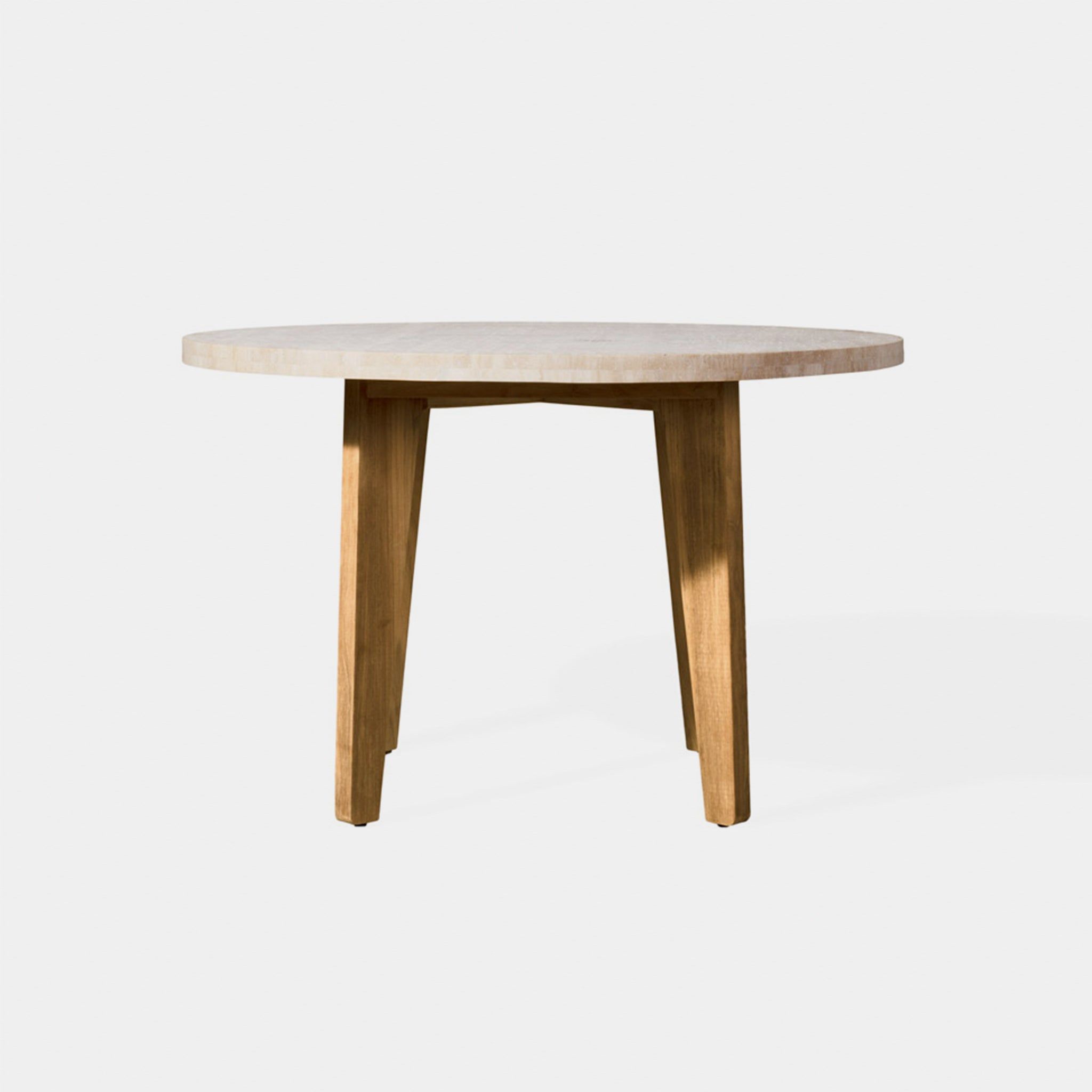 Harbour Mlb Teak Round Dining Table 1200 in Teak Natural / Travertine Cream