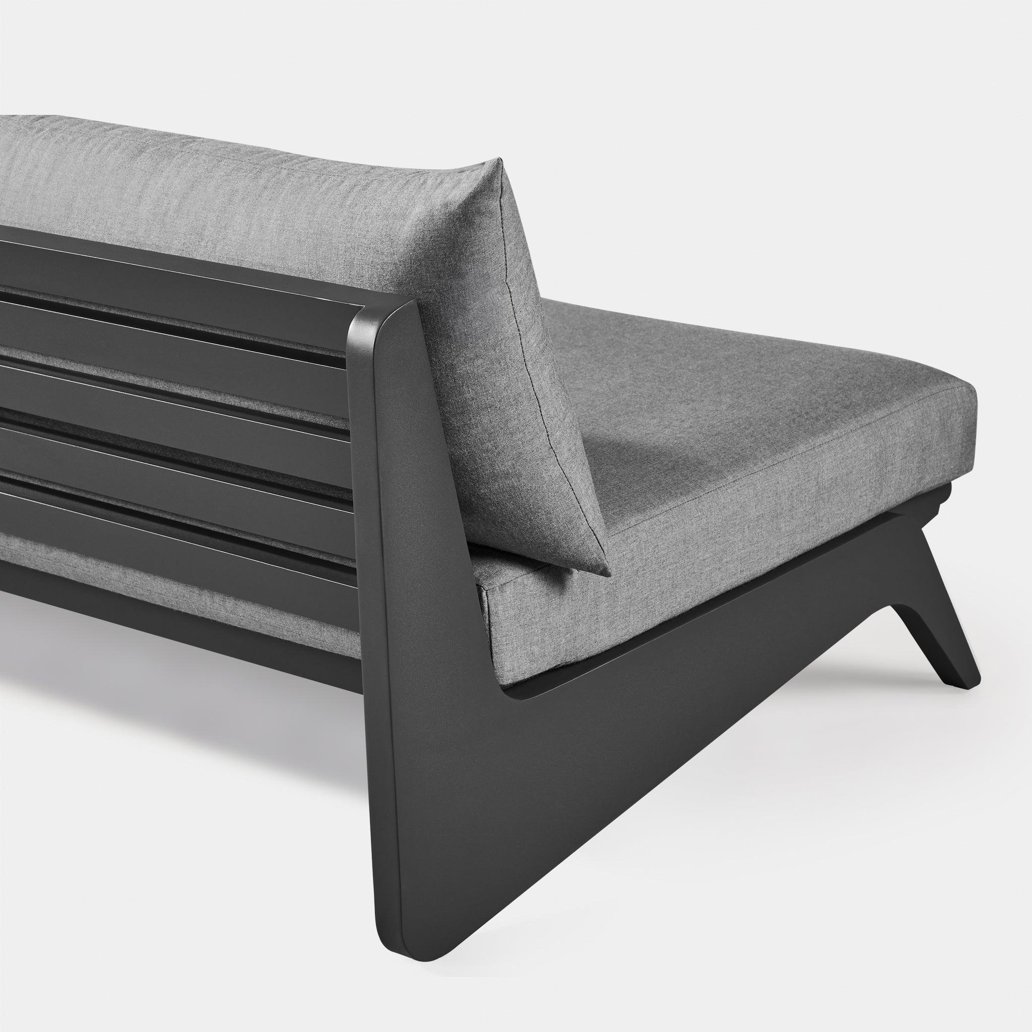Harbour Mlb Aluminum 2 Seat Armless Sofa - Aluminum Asteroid / Siesta Indigo