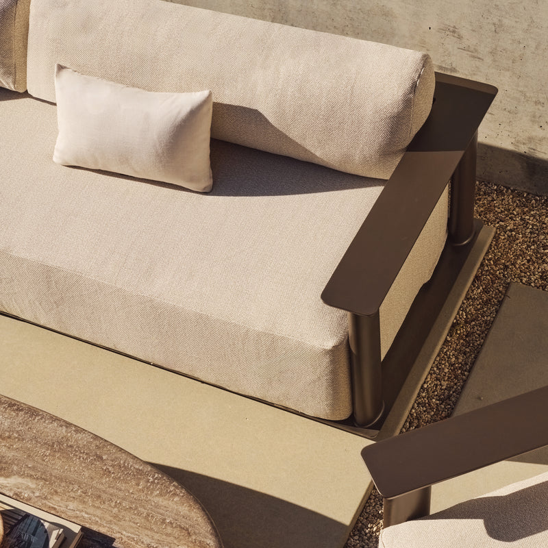 Harbour Newport Aluminum Ottoman - Aluminum Asteroid / Riviera Sand