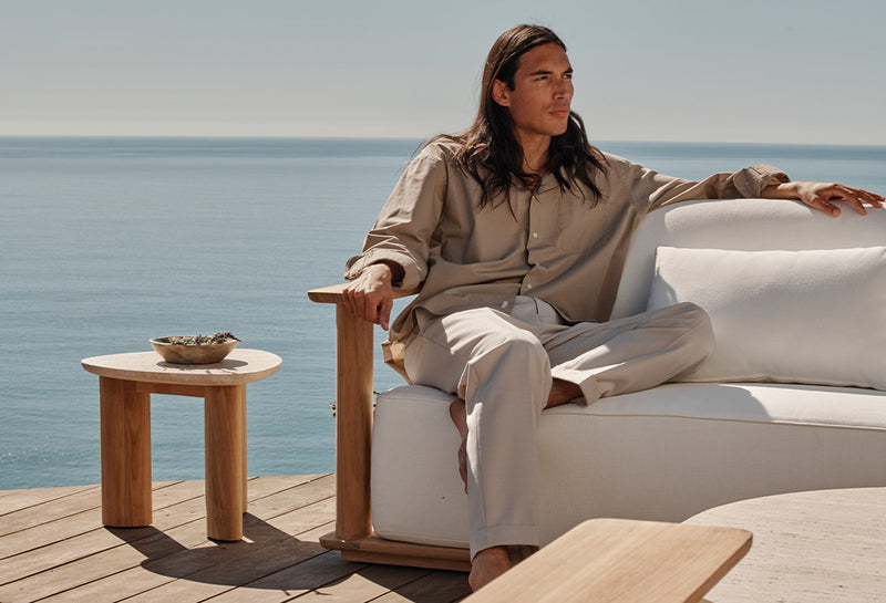 Harbour Newport Teak Sun Lounge - Teak Natural / Copacabana Sand