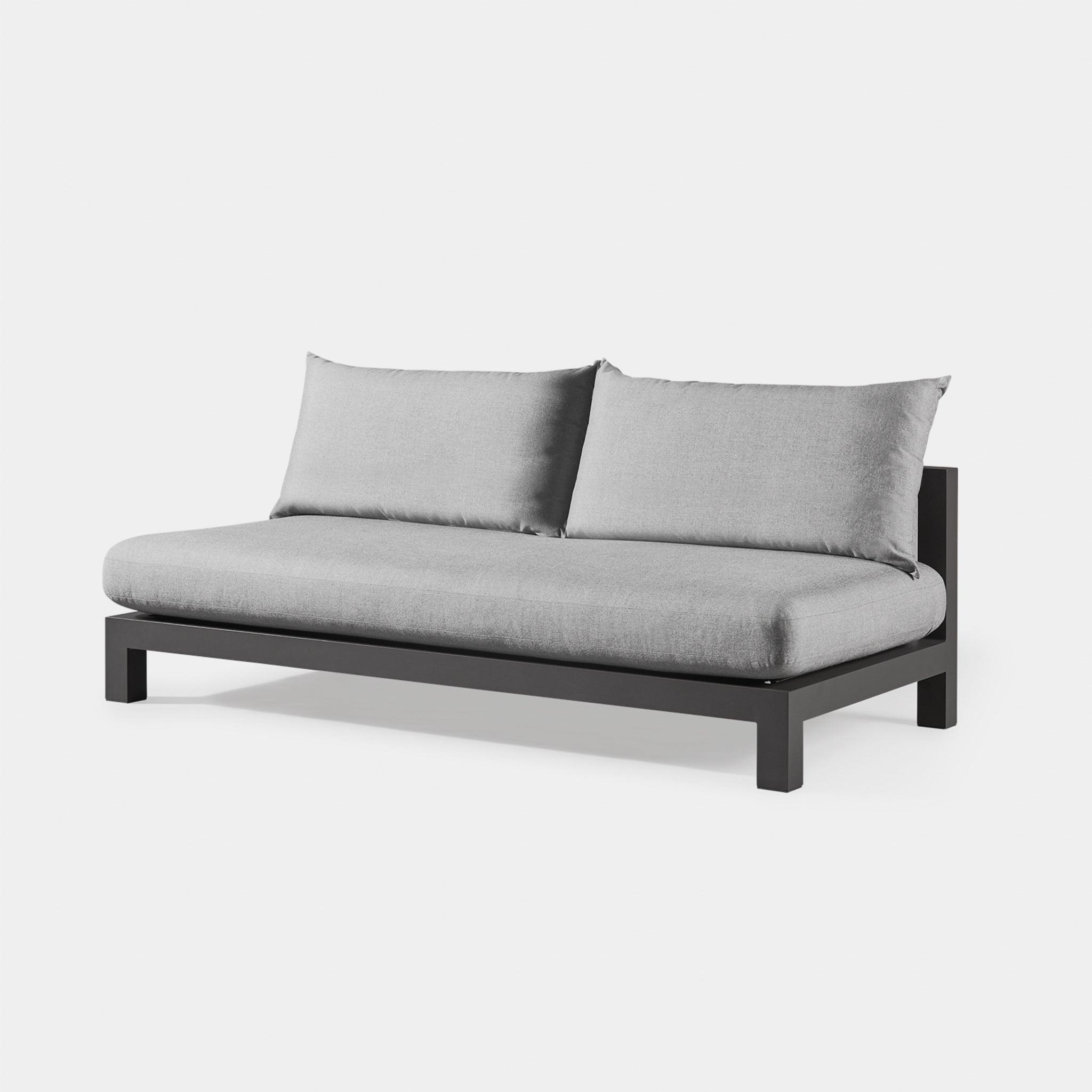 Harbour Pacific Aluminum 2 Seat Armless Sofa - Aluminum Taupe, Siesta Indigo, Batyline White
