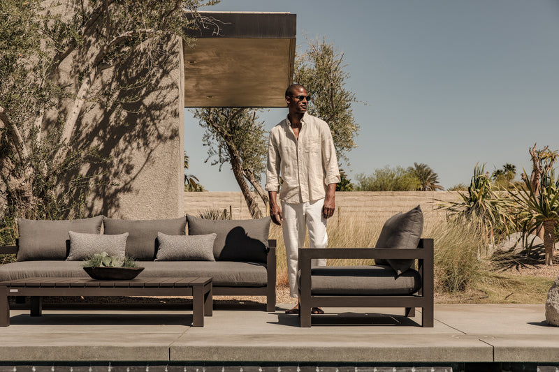 Harbour Pacific Aluminum Ottoman - Aluminum Asteroid / Copacabana Sand