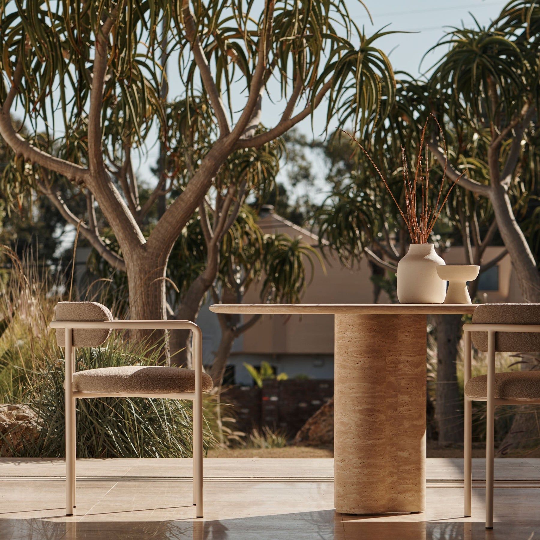 Harbour Porto Aluminum Dining Chair - Aluminum Bone / Riviera Stone