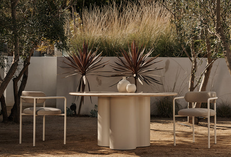 Harbour Porto Aluminum Round Coffee Table 48" - Aluminum Asteroid / Travertine Dark Gray