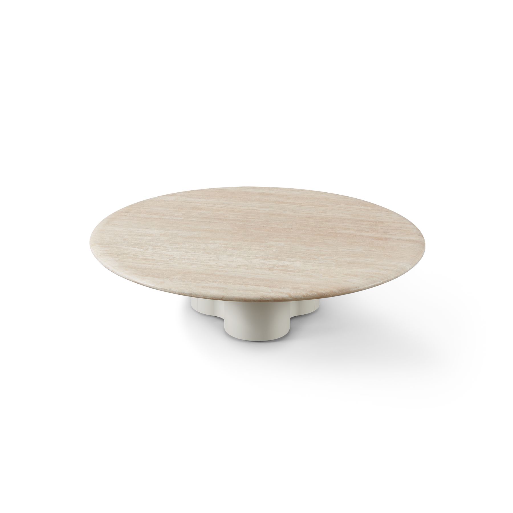Harbour Porto Aluminum Round Coffee Table 48" - Aluminum Bone, Travertine Natural