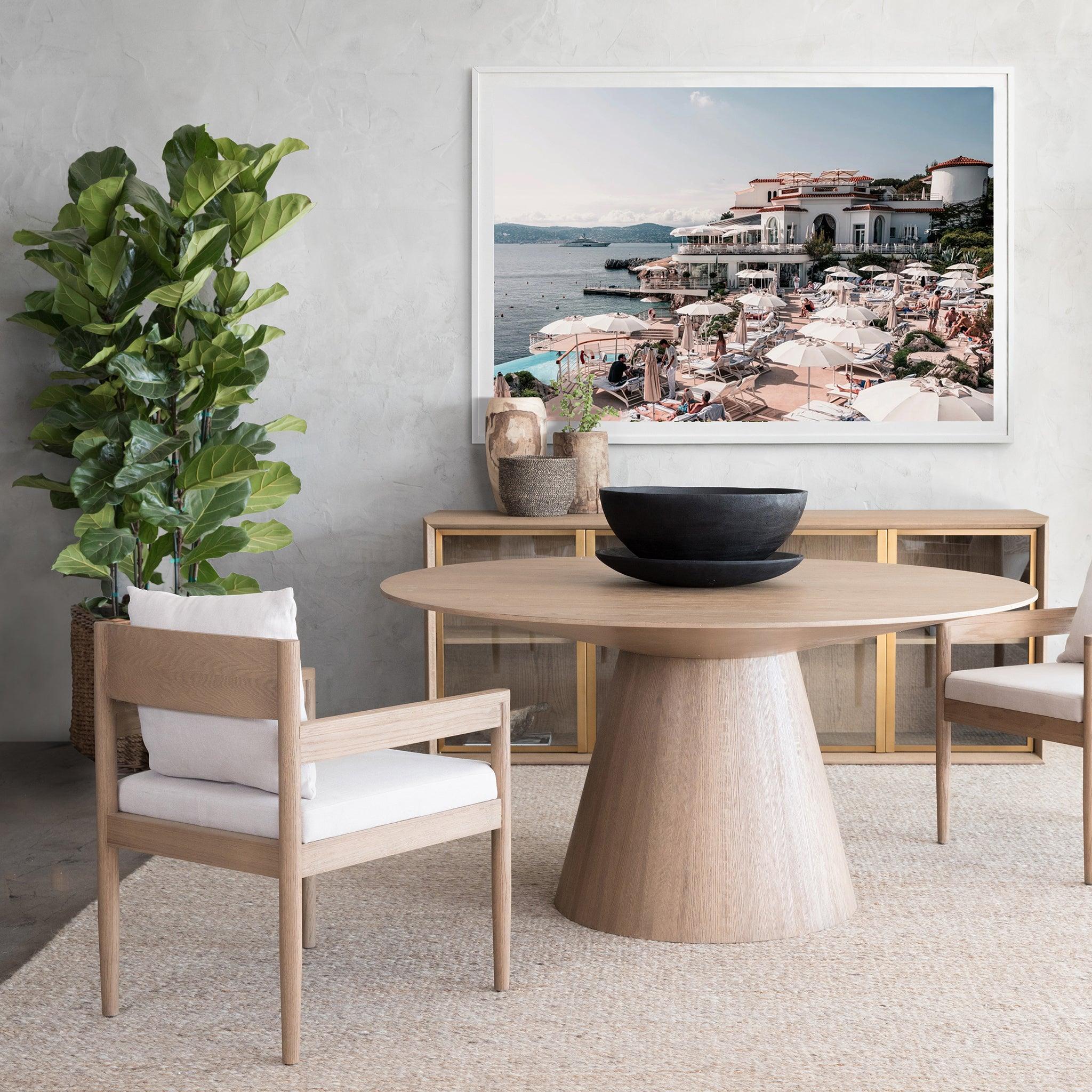 Harbour Rozelle Dining Chair - Oak Brown, Harbour Belgian Linen Cement