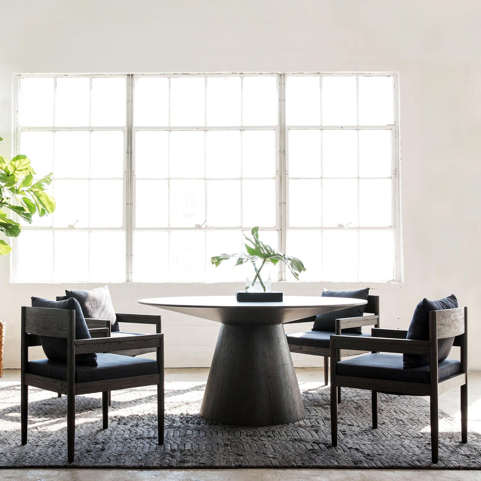 Harbour Rozelle Dining Chair - Oak Brown, Harbour Belgian Linen Mushroom