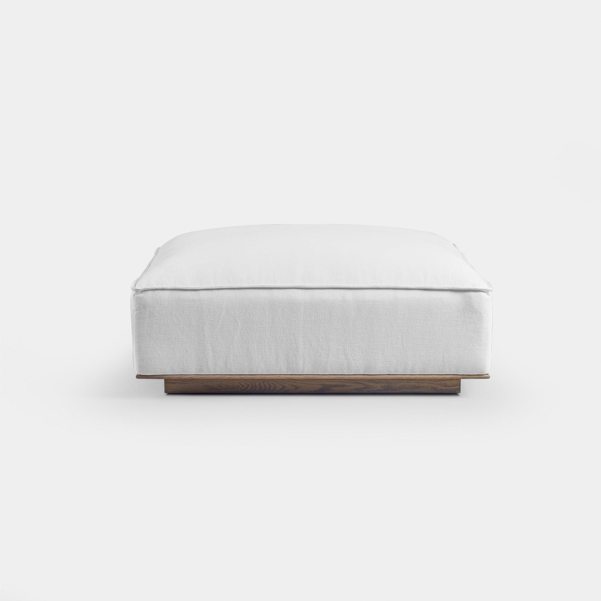 Harbour Santorini Ottoman - Oak Natural, Harbour Belgian Linen Smoke